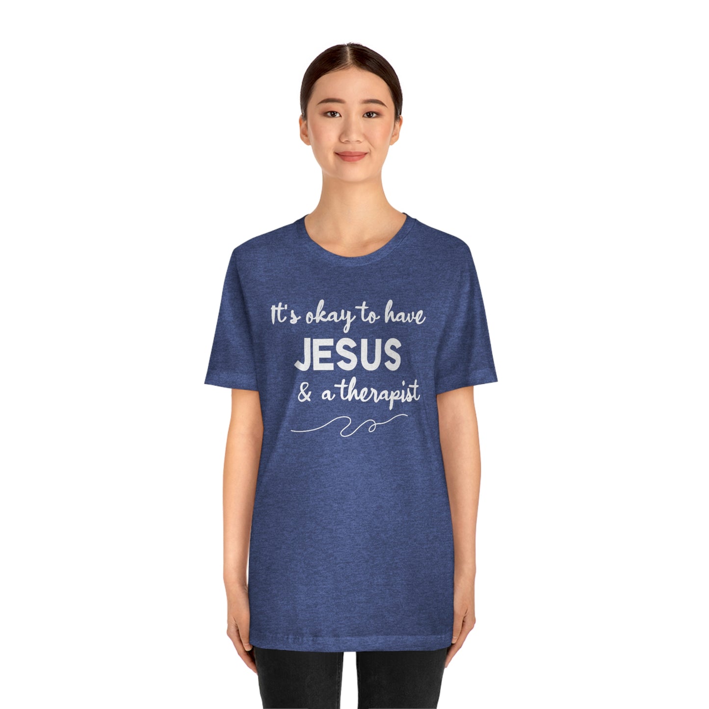 Women's Jesus & A Therapist (White Text) Short Sleeve T-Shirt