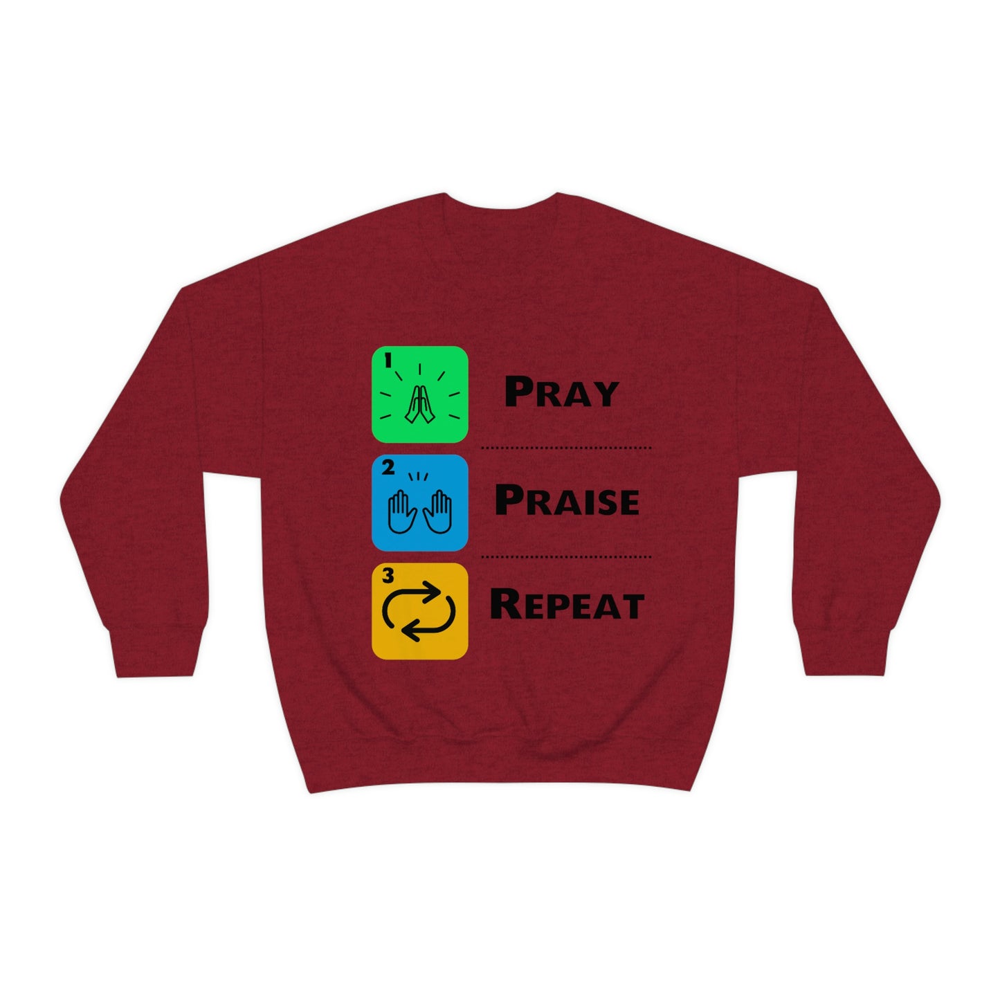 Unisex Pray, Praise, Repeat Heavy Blend™ Crewneck Sweatshirt (Palette 2)