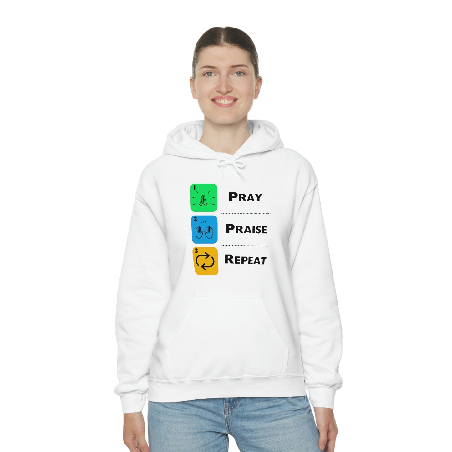 Unisex Pray, Praise, Repeat Heavy Blend™ Hooded Sweatshirt (Palette 2)