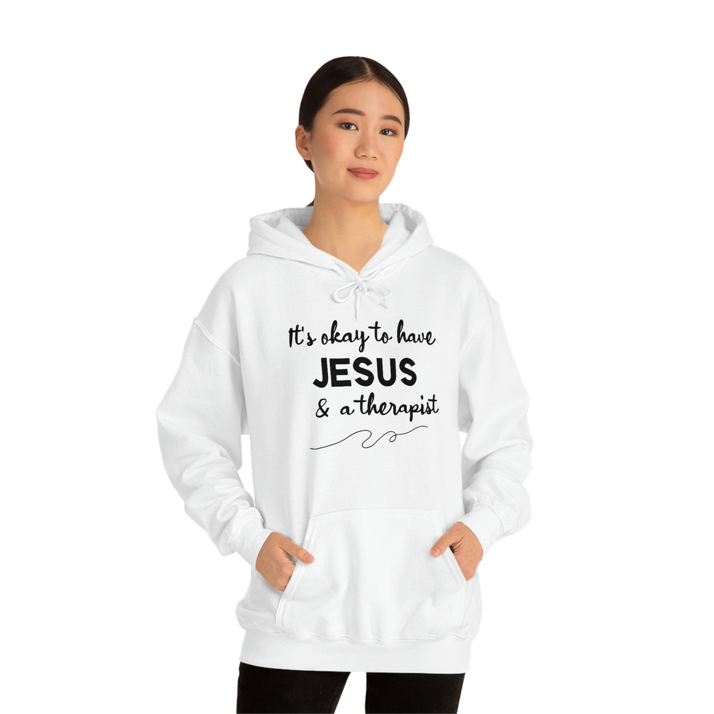 Women's Jesus & A Therapist (Black Text) Heavy Blend™ Hooded Sweatshirt