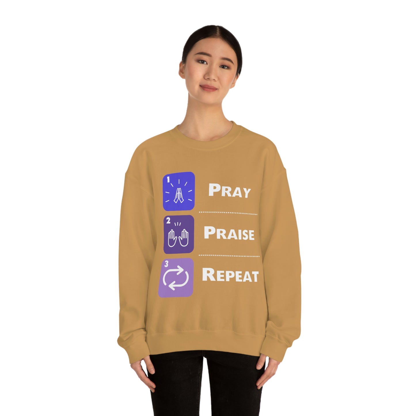 Unisex Pray, Praise, Repeat Heavy Blend™ Crewneck Sweatshirt (Palette 3)