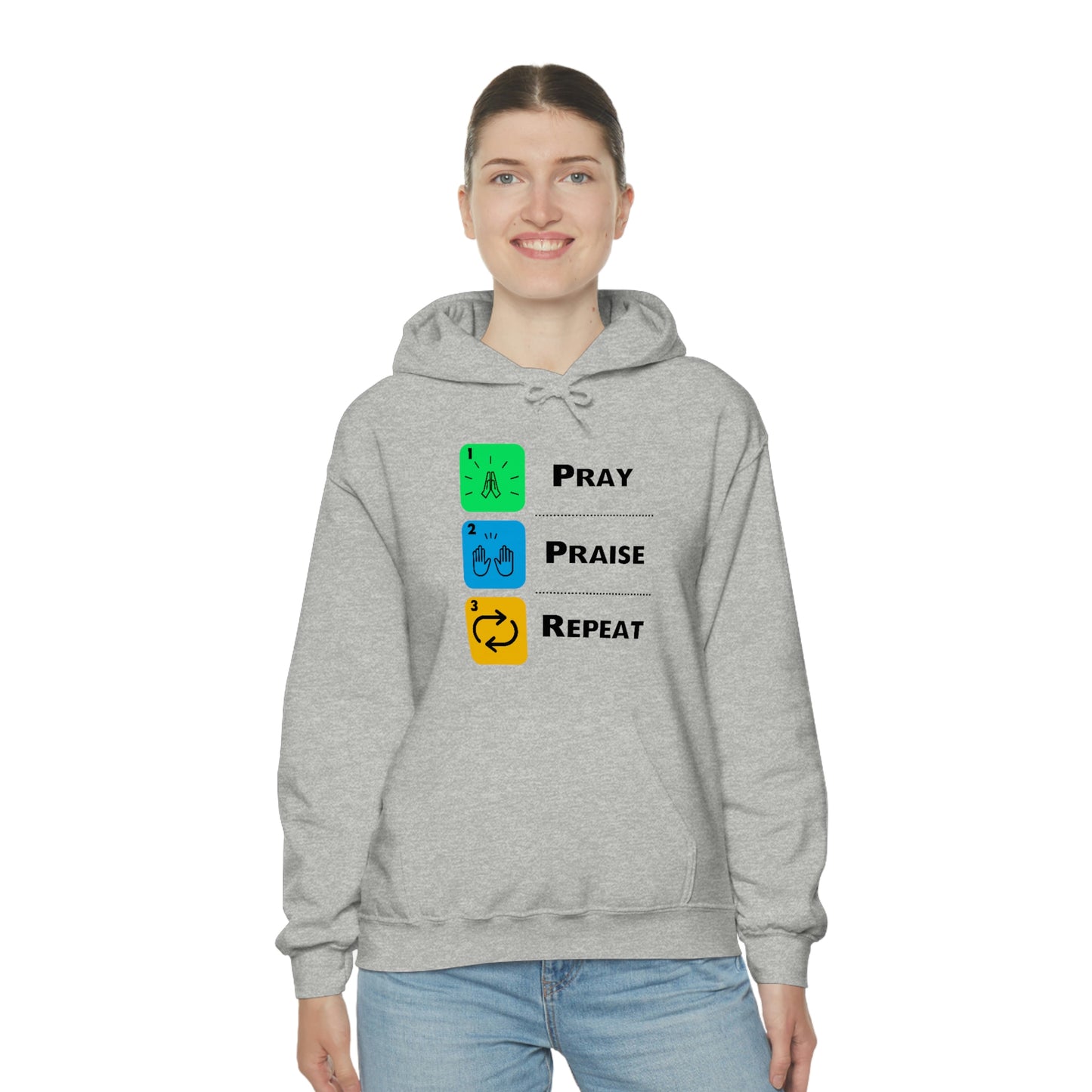 Unisex Pray, Praise, Repeat Heavy Blend™ Hooded Sweatshirt (Palette 2)