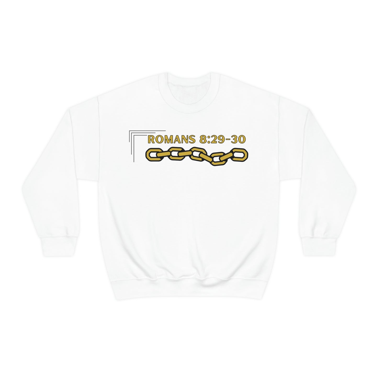 Unisex Golden Chain of Redemption (Romans 8:28-29) [Gold] Heavy Blend™ Crewneck Sweatshirt