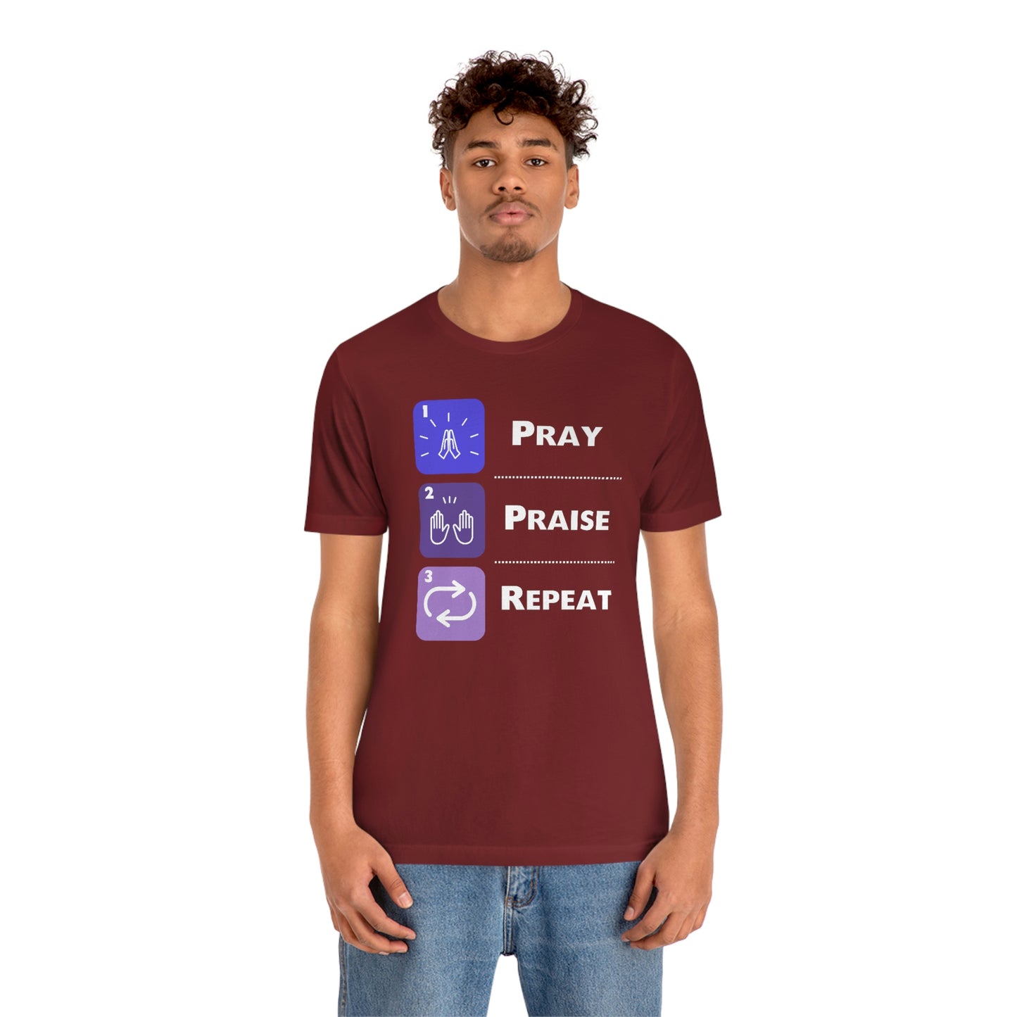 Unisex Pray, Praise, Repeat Short Sleeve T-Shirt (Palette 3)