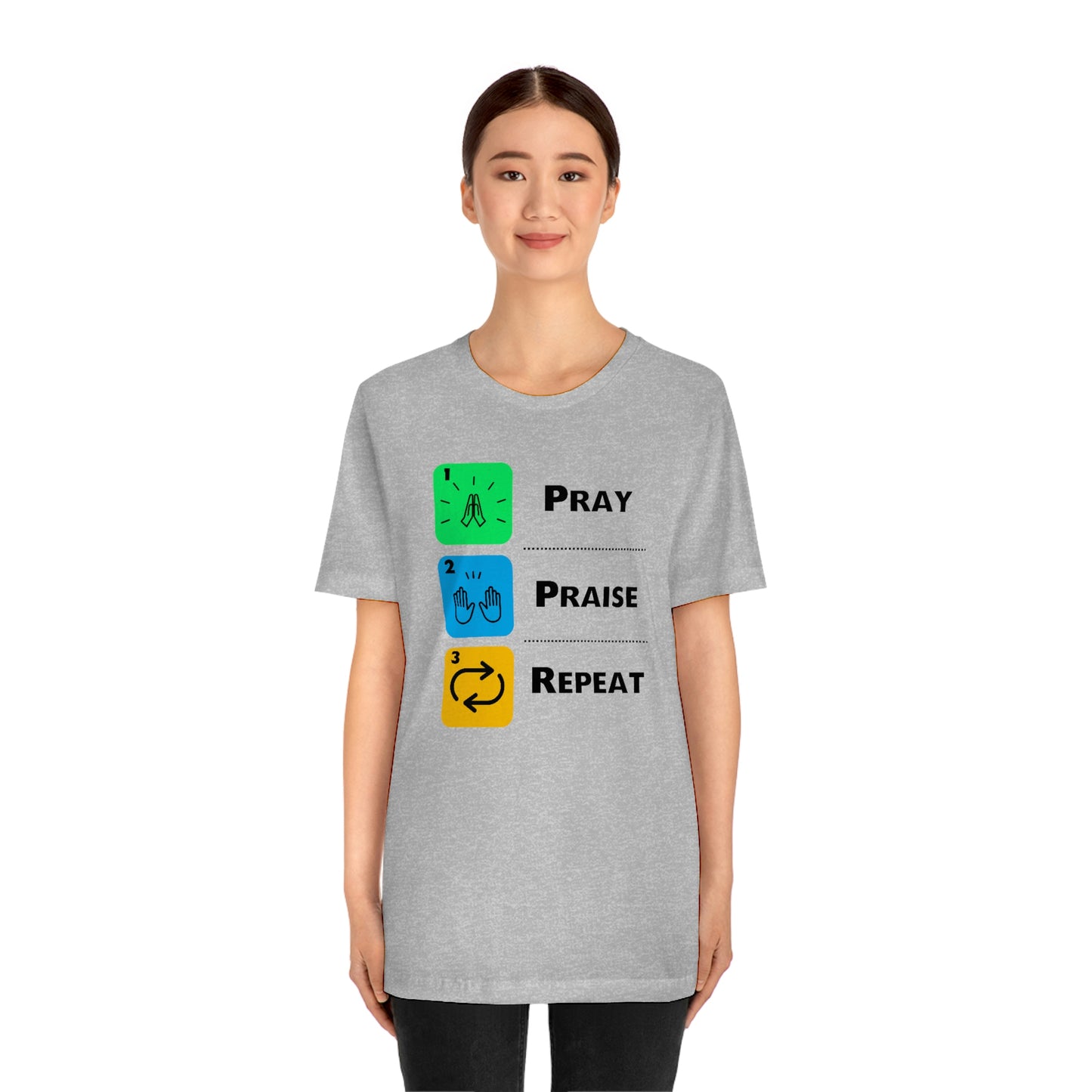 Unisex Pray, Praise, Repeat Short Sleeve T-Shirt (Palette 2)