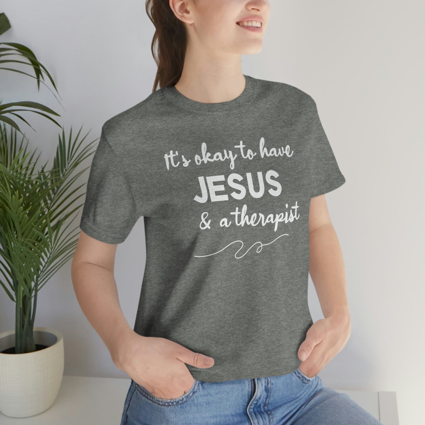 Women's Jesus & A Therapist (White Text) Short Sleeve T-Shirt