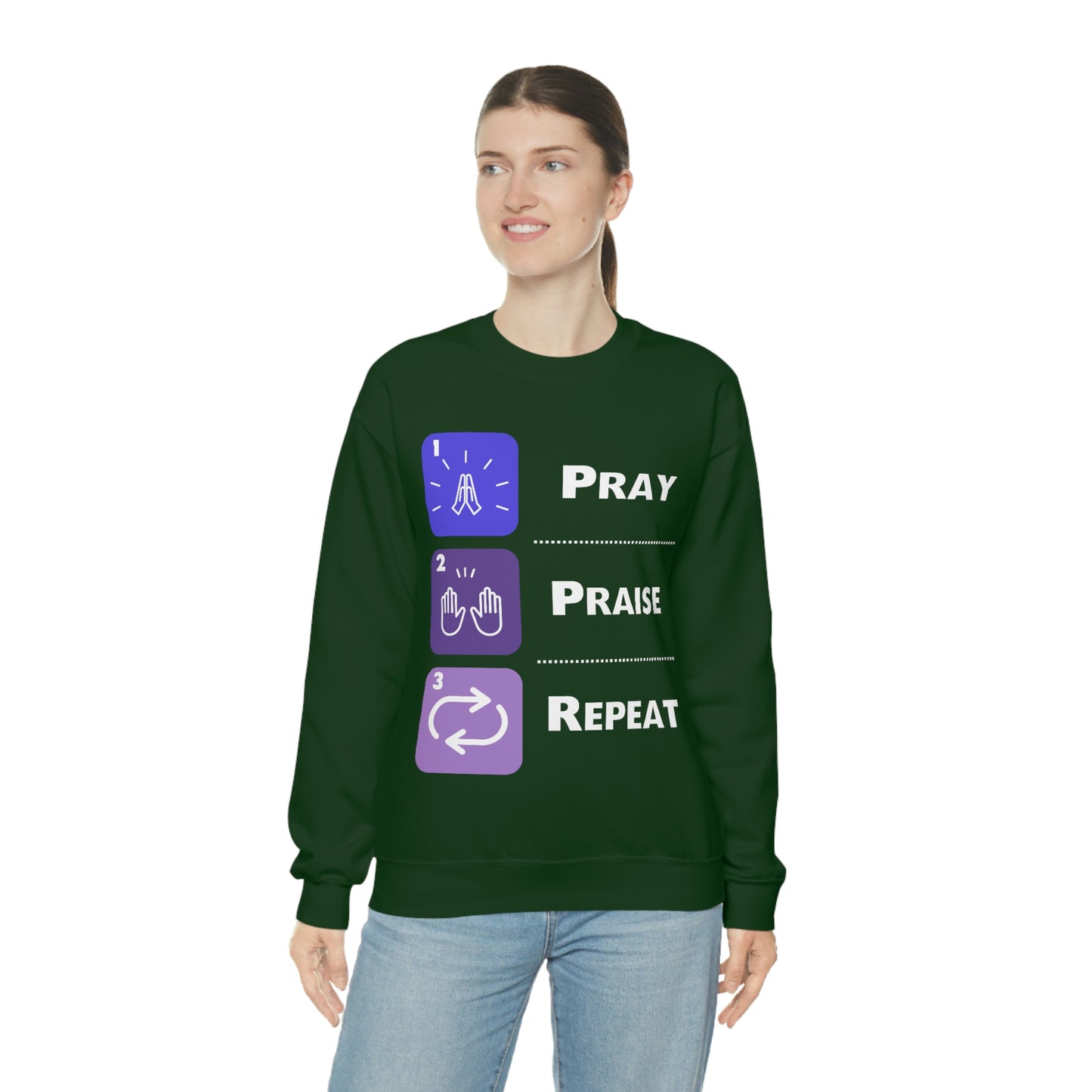 Unisex Pray, Praise, Repeat Heavy Blend™ Crewneck Sweatshirt (Palette 3)