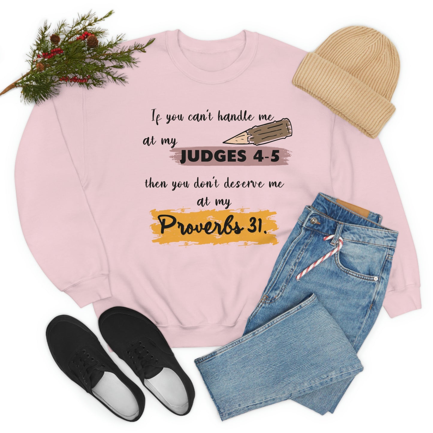 Women's Judges 4-5/Proverbs 31 (Black Text) Heavy Blend™ Crewneck Sweatshirt