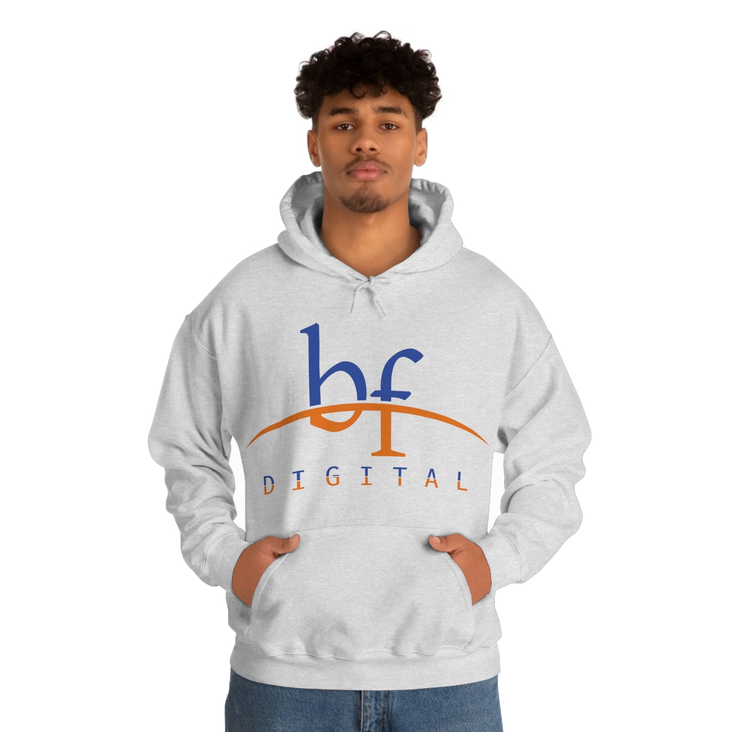 Unisex Blue Fire Digital Network Logo (Blue&Orange) Heavy Blend™ Hooded Sweatshirt