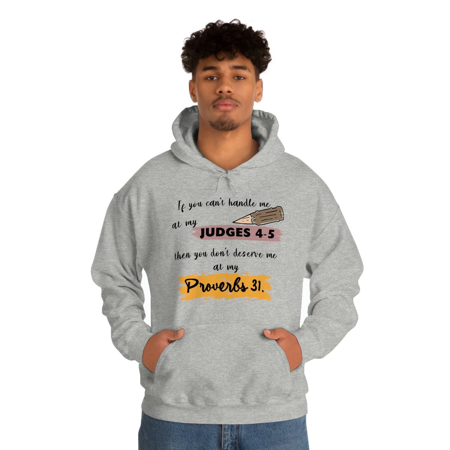 Women's Judges 4-5/Proverbs 31 (Black Text)  Heavy Blend™ Hooded Sweatshirt