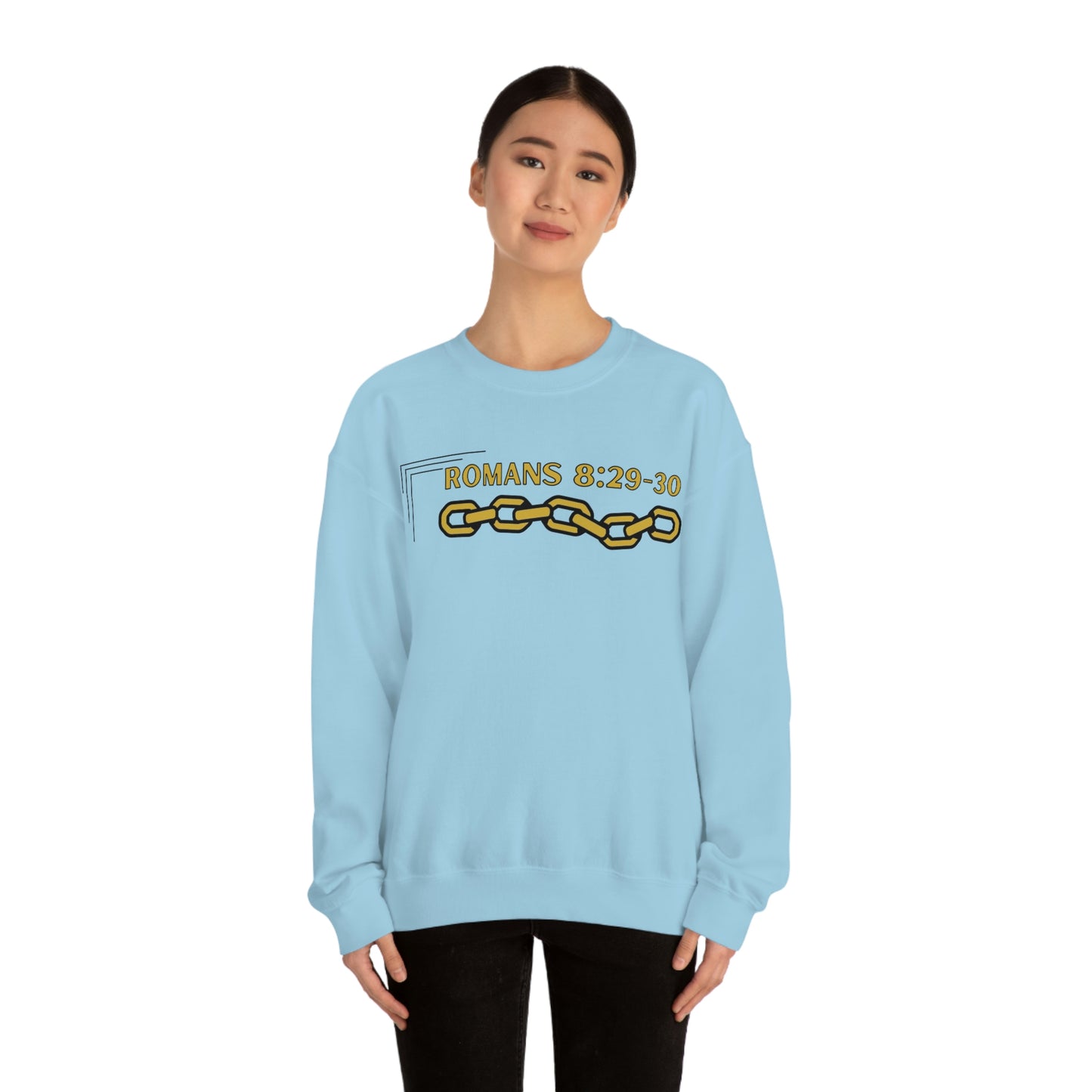 Unisex Golden Chain of Redemption (Romans 8:28-29) [Gold] Heavy Blend™ Crewneck Sweatshirt