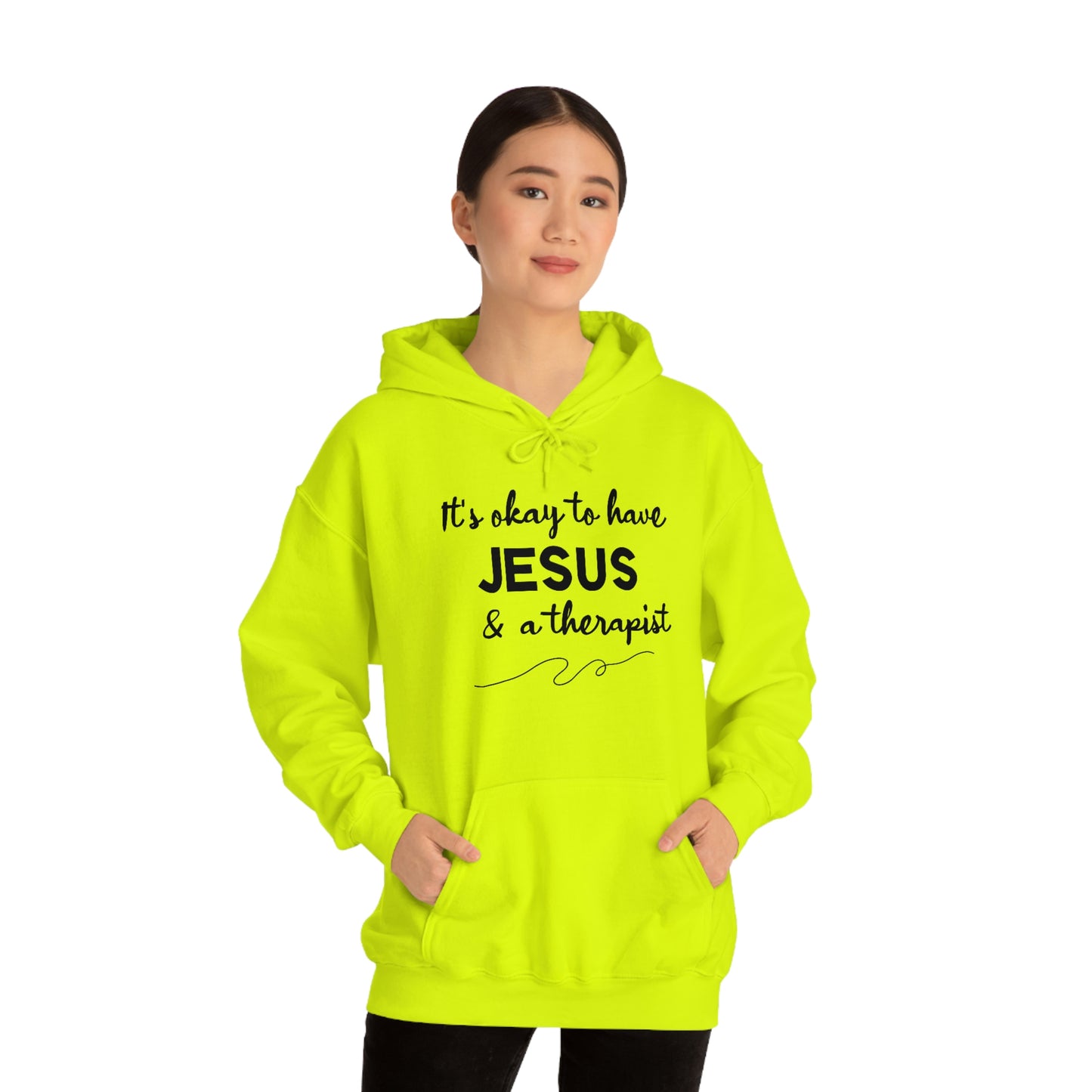 Women's Jesus & A Therapist (Black Text) Heavy Blend™ Hooded Sweatshirt