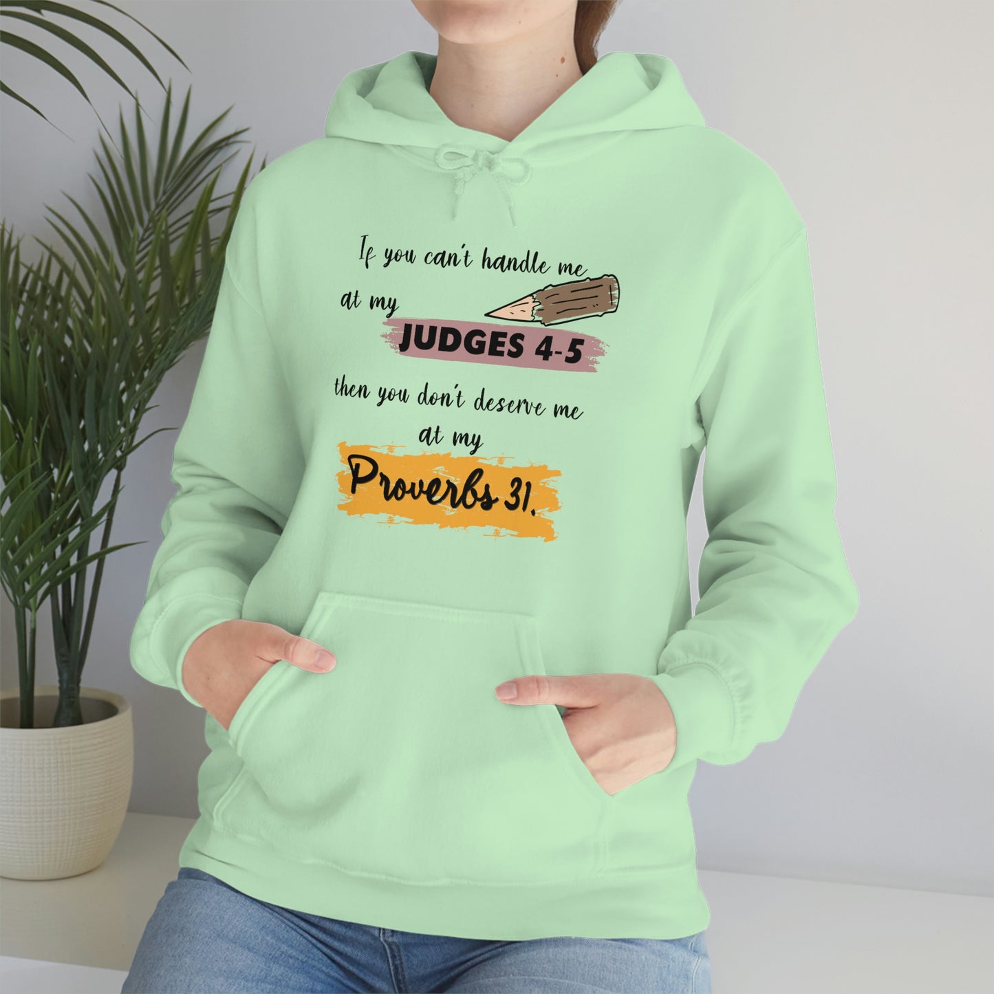 Women's Judges 4-5/Proverbs 31 (Black Text)  Heavy Blend™ Hooded Sweatshirt