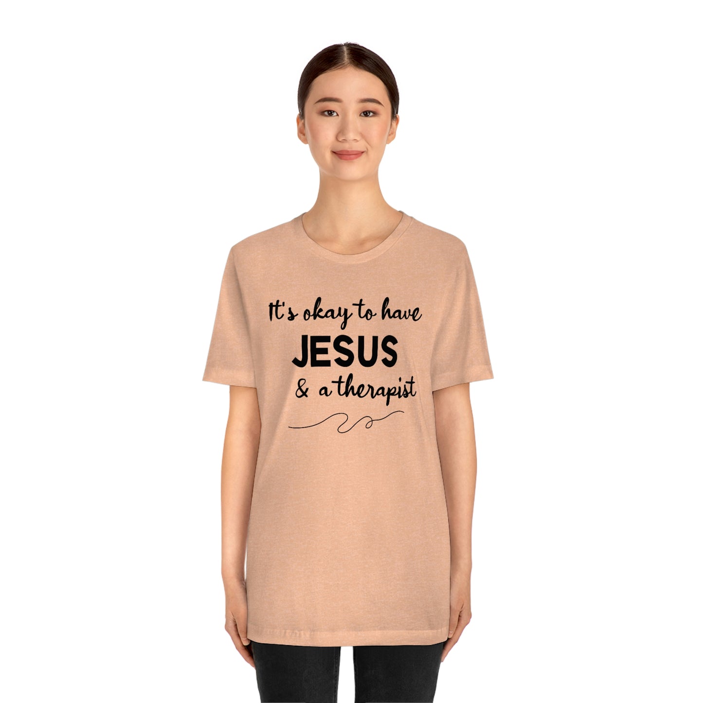 Women's Jesus & A Therapist (Black Text) Short Sleeve T-Shirt