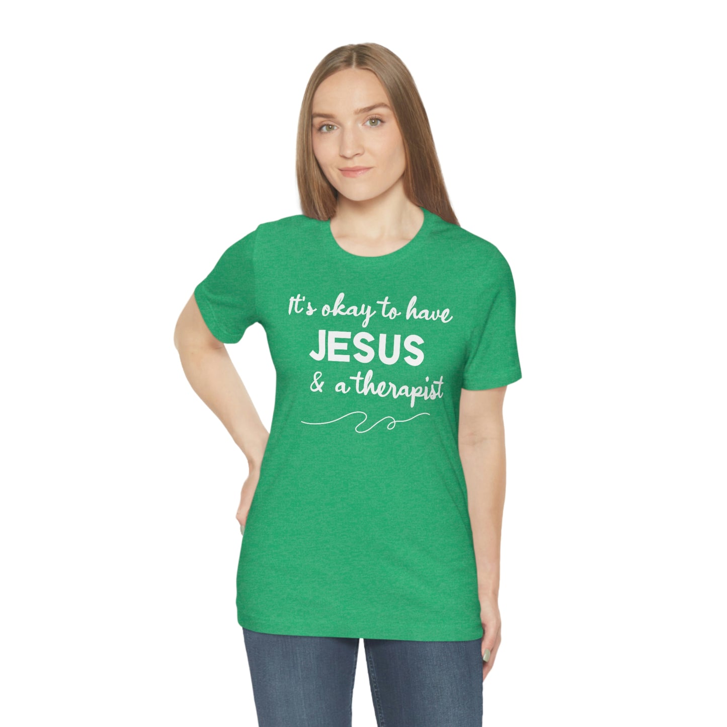 Women's Jesus & A Therapist (White Text) Short Sleeve T-Shirt