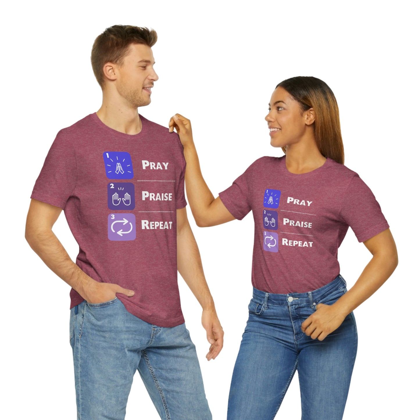 Unisex Pray, Praise, Repeat Short Sleeve T-Shirt (Palette 3)