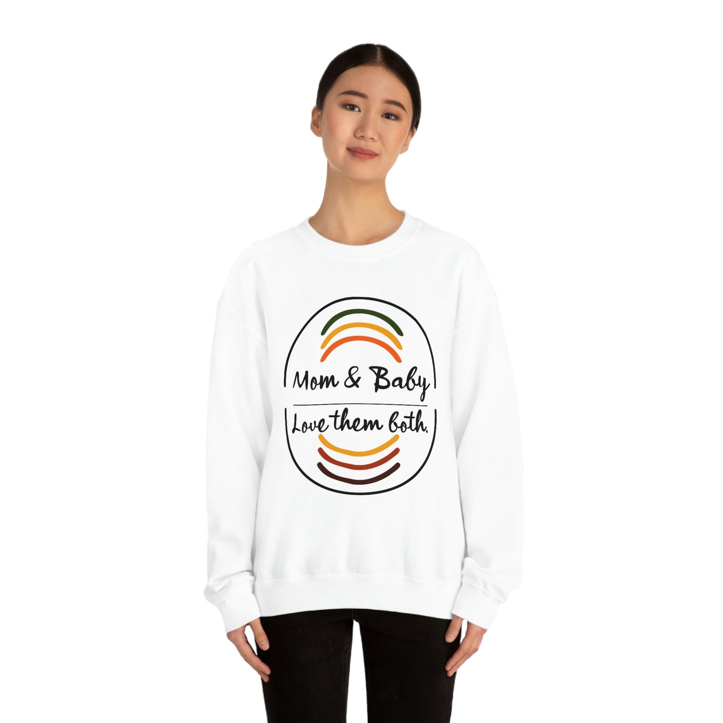 Women's Love Them Both (Black Text) Heavy Blend™ Crewneck Sweatshirt