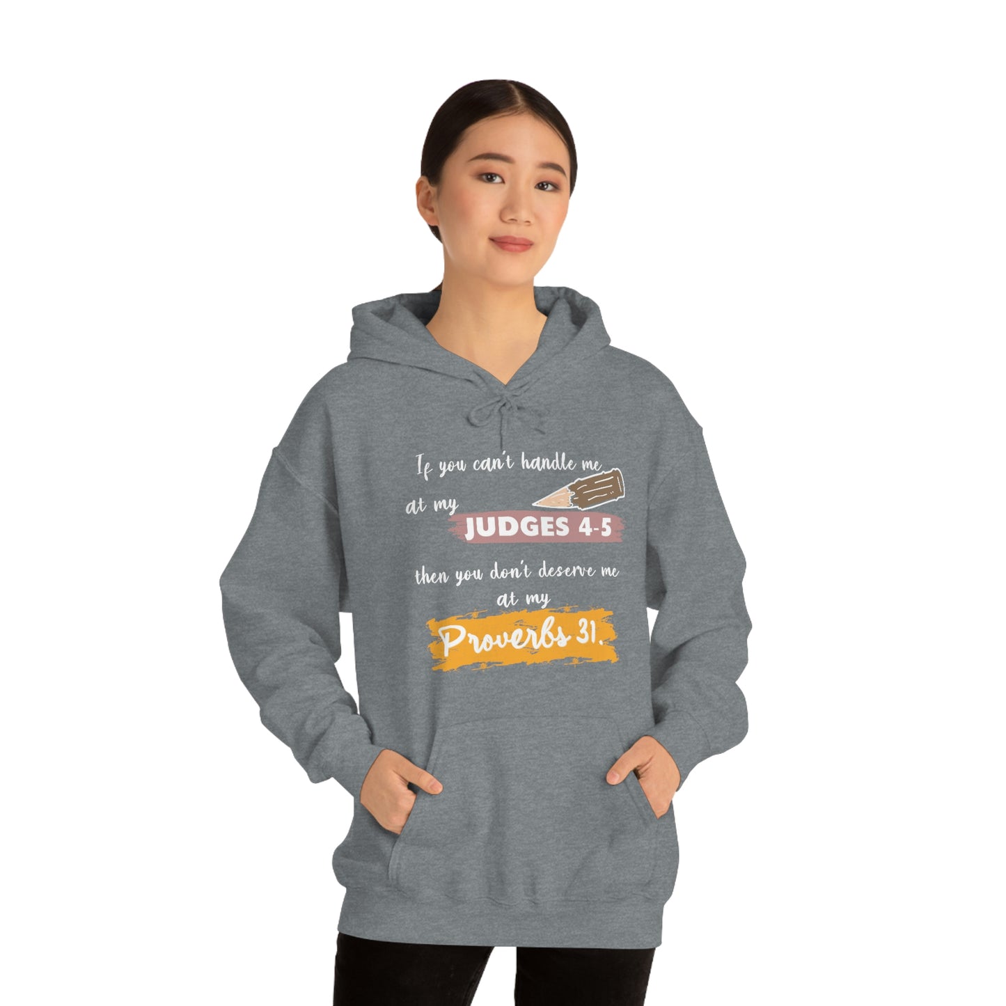 Women's Judges 4-5/Proverbs 31 (White Text) Heavy Blend™ Hooded Sweatshirt