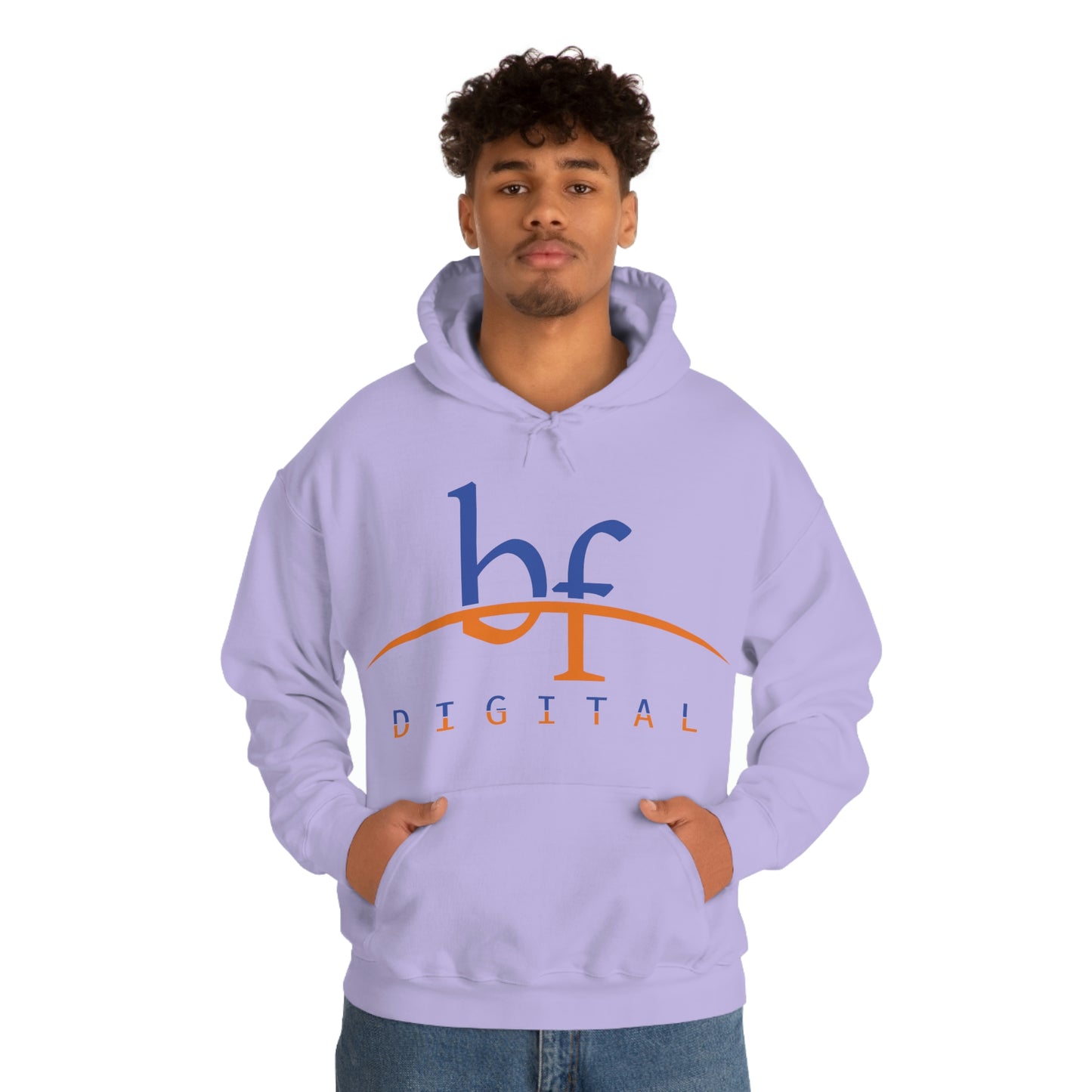 Unisex Blue Fire Digital Network Logo (Blue&Orange) Heavy Blend™ Hooded Sweatshirt