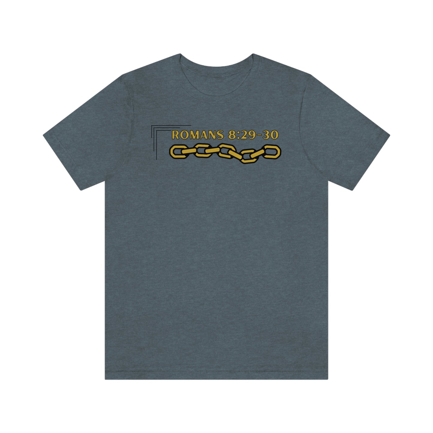 Unisex Golden Chain of Redemption (Romans 8:28-29) [Gold] Short Sleeve T-Shirt