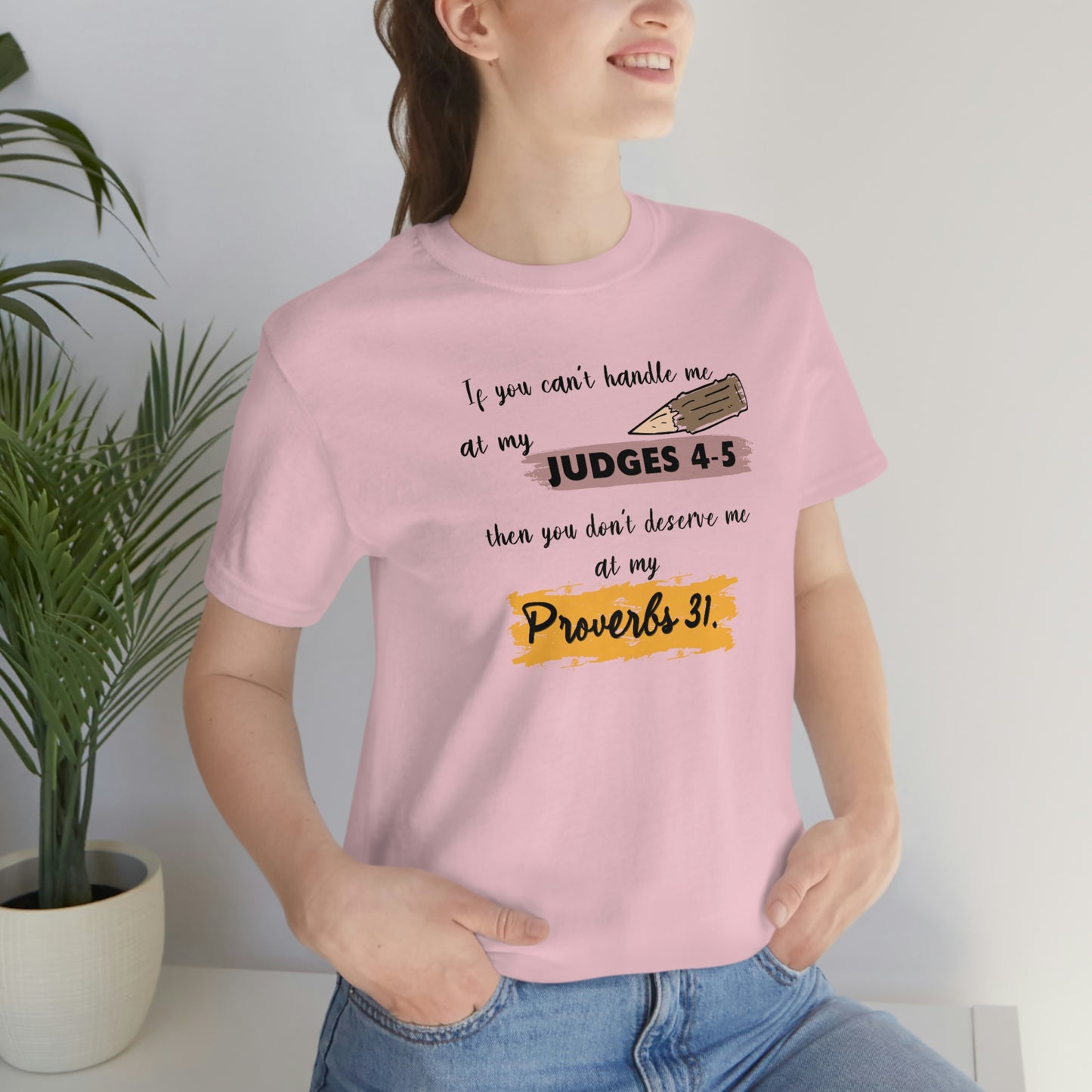 Women's Judges 4-5/Proverbs 31 (Black Text) Short Sleeve T-Shirt