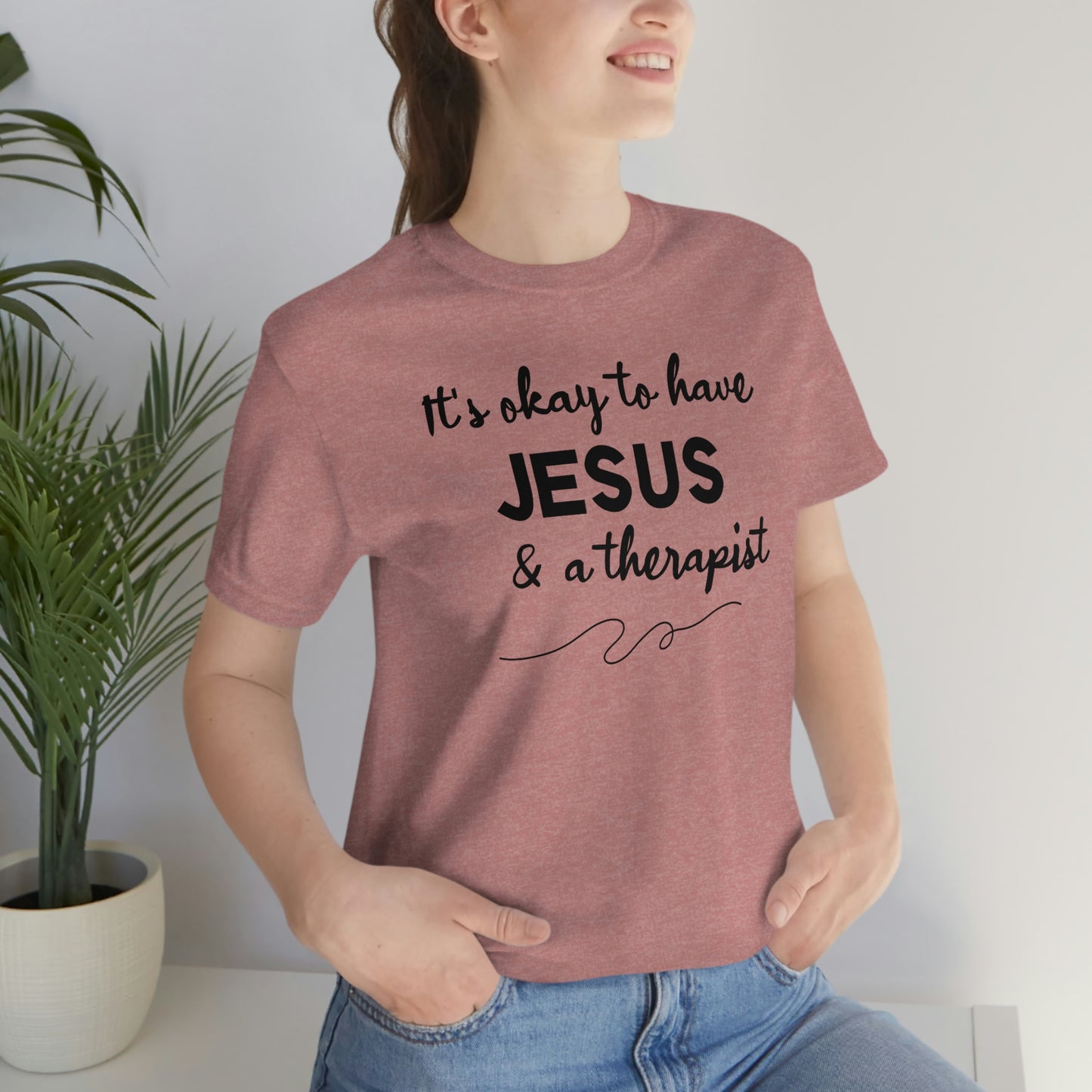 Women's Jesus & A Therapist (Black Text) Short Sleeve T-Shirt