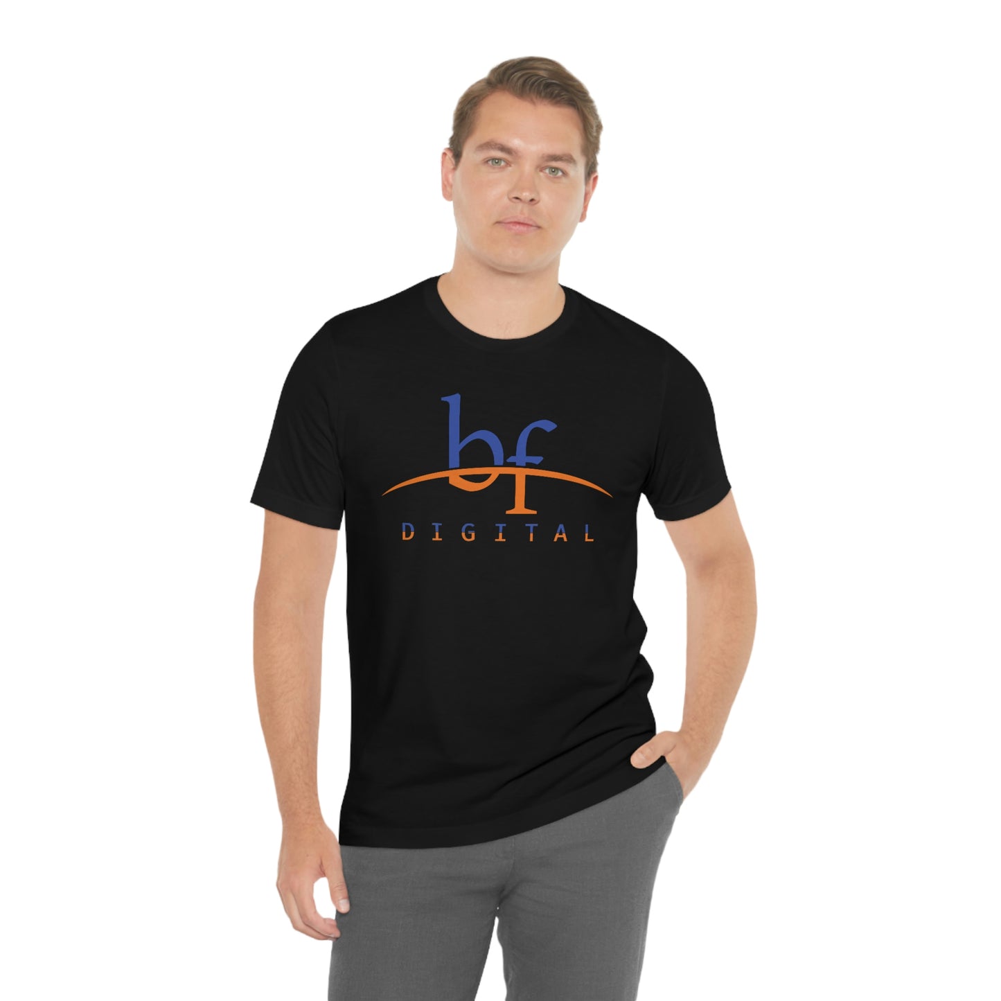 Unisex Blue Fire Digital Network Logo (Blue&Orange) Short Sleeve T-Shirt