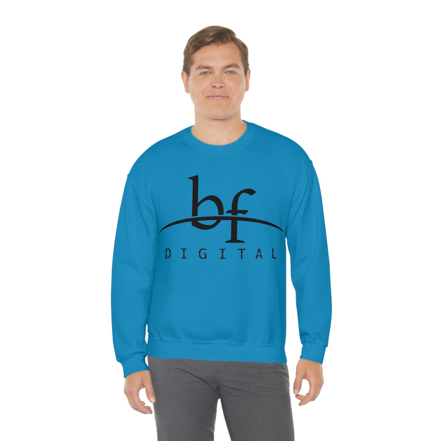 Unisex Blue Fire Digital Network Logo (Black) Heavy Blend™ Crewneck Sweatshirt