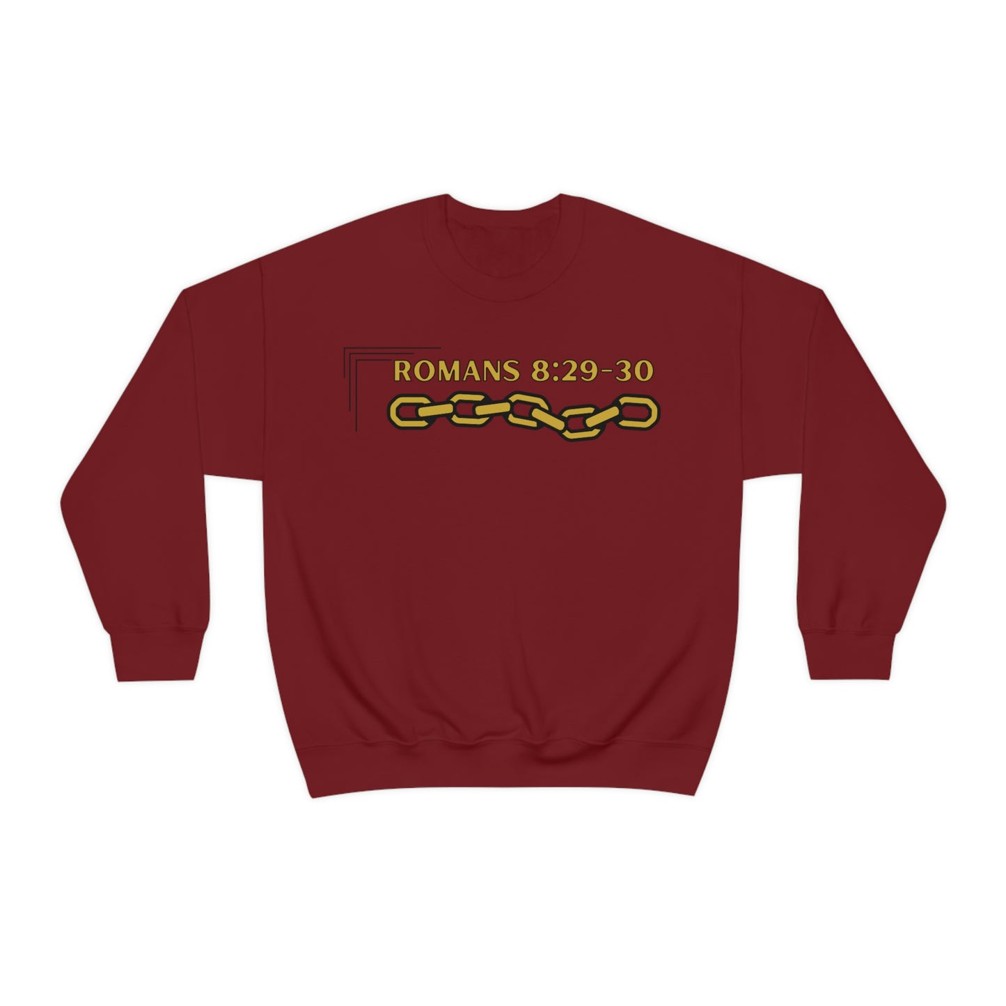 Unisex Golden Chain of Redemption (Romans 8:28-29) [Gold] Heavy Blend™ Crewneck Sweatshirt