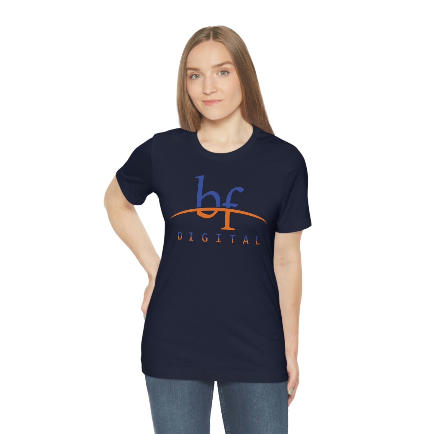 Unisex Blue Fire Digital Network Logo (Blue&Orange) Short Sleeve T-Shirt