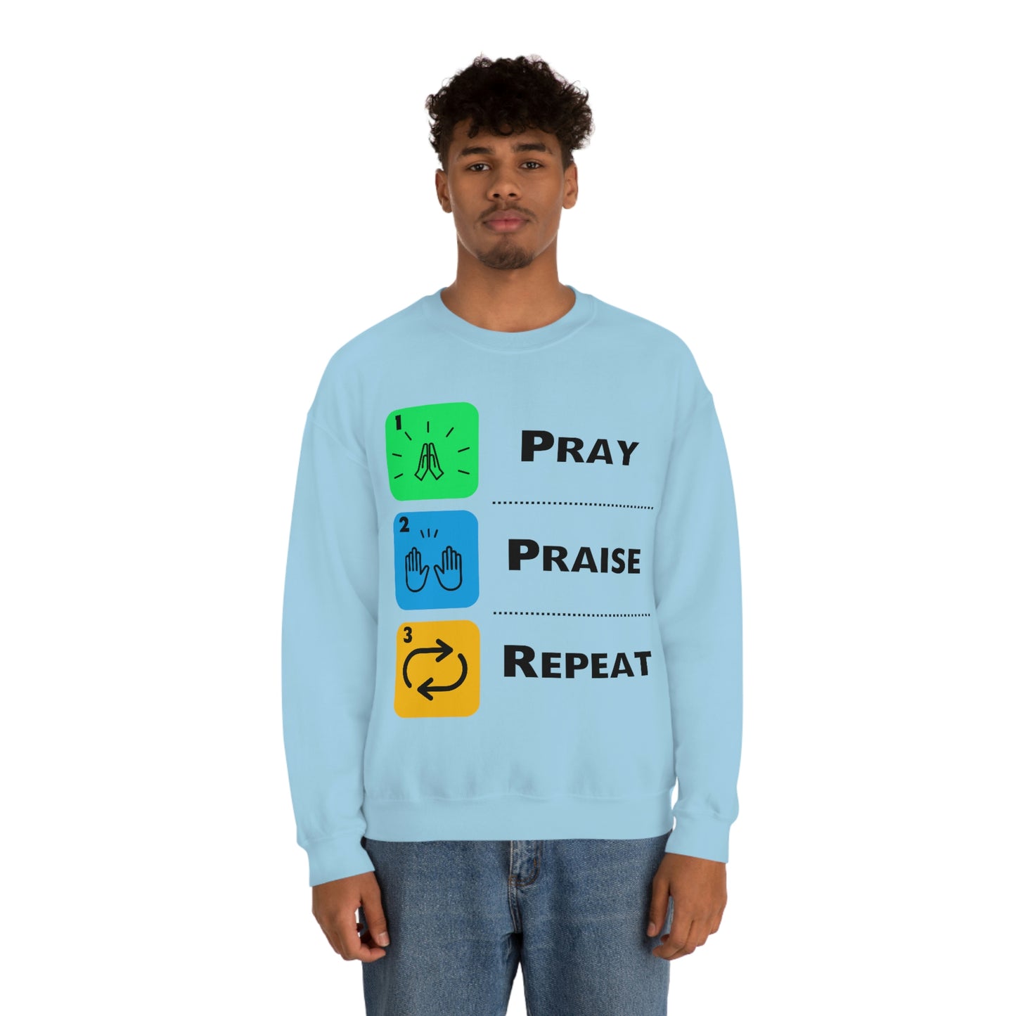 Unisex Pray, Praise, Repeat Heavy Blend™ Crewneck Sweatshirt (Palette 2)