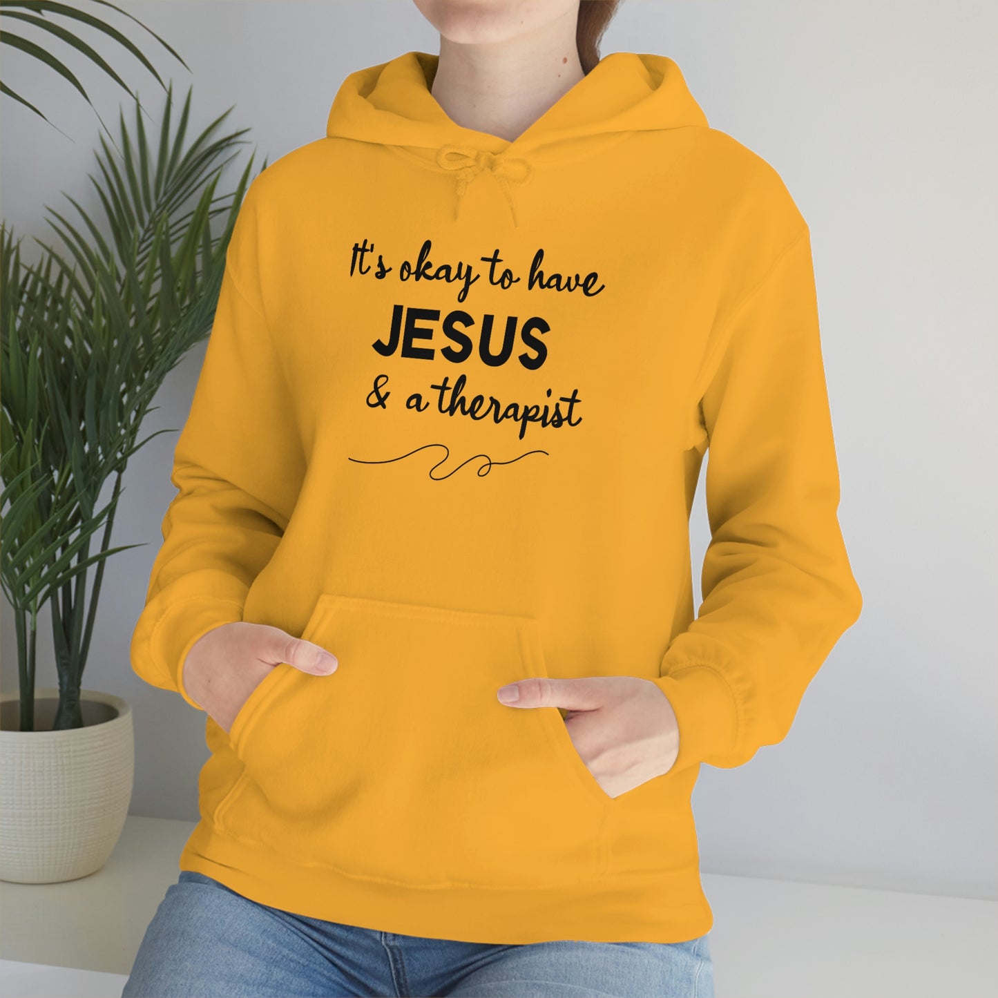 Women's Jesus & A Therapist (Black Text) Heavy Blend™ Hooded Sweatshirt