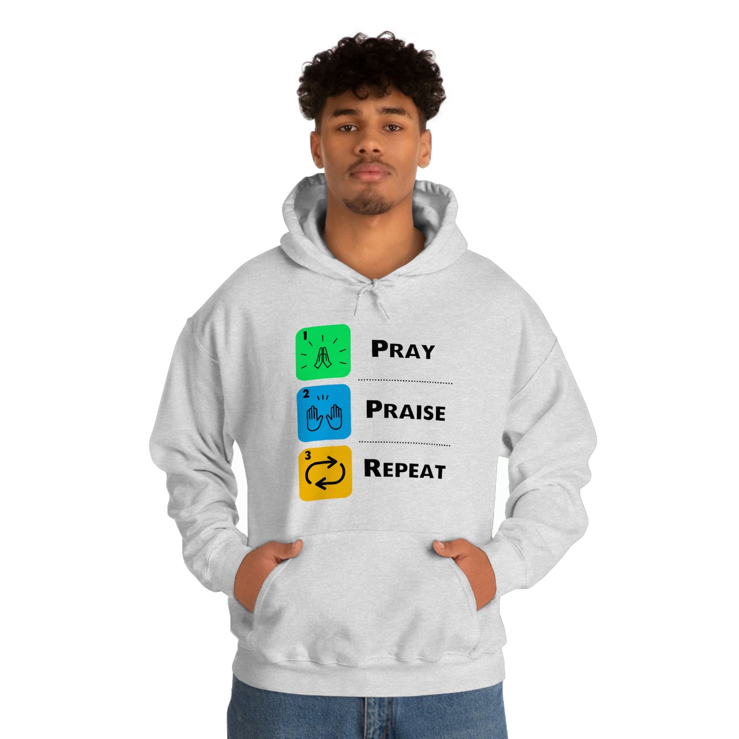 Unisex Pray, Praise, Repeat Heavy Blend™ Hooded Sweatshirt (Palette 2)