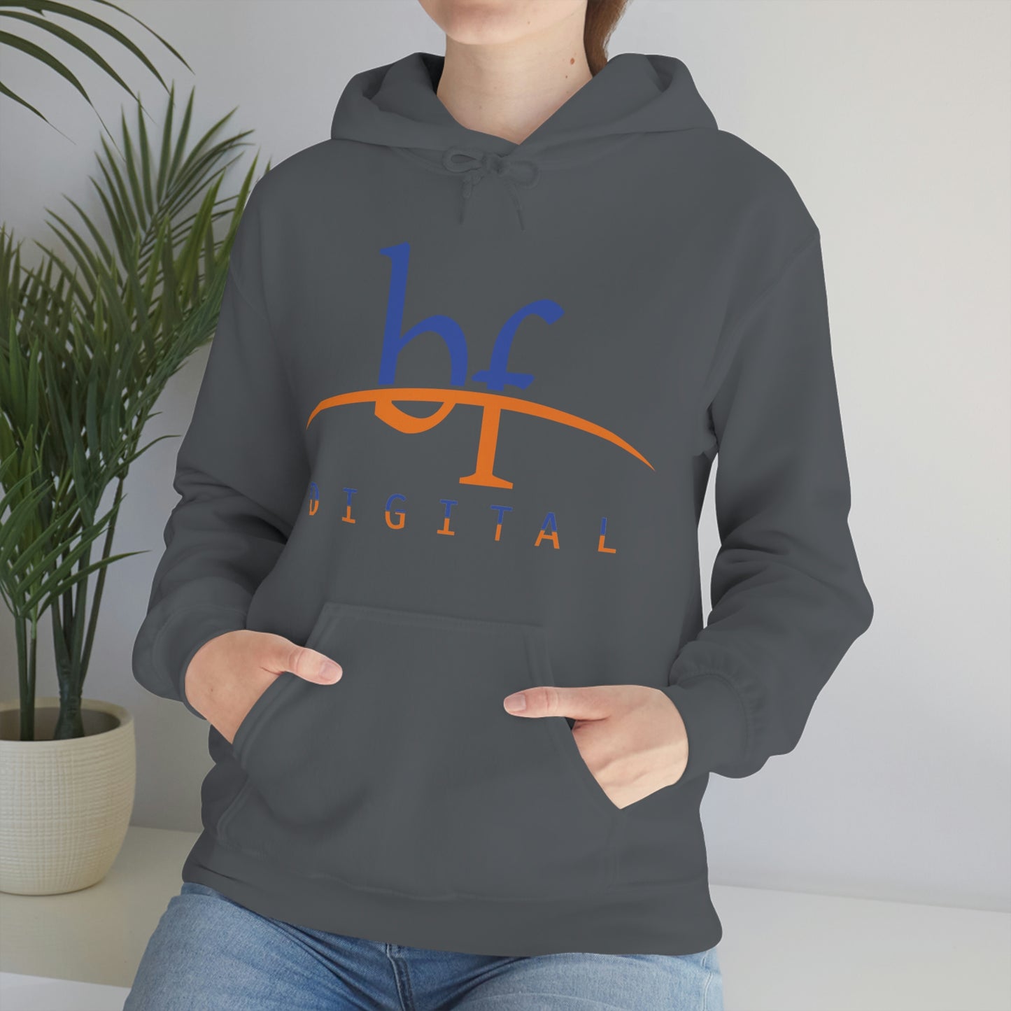 Unisex Blue Fire Digital Network Logo (Blue&Orange) Heavy Blend™ Hooded Sweatshirt