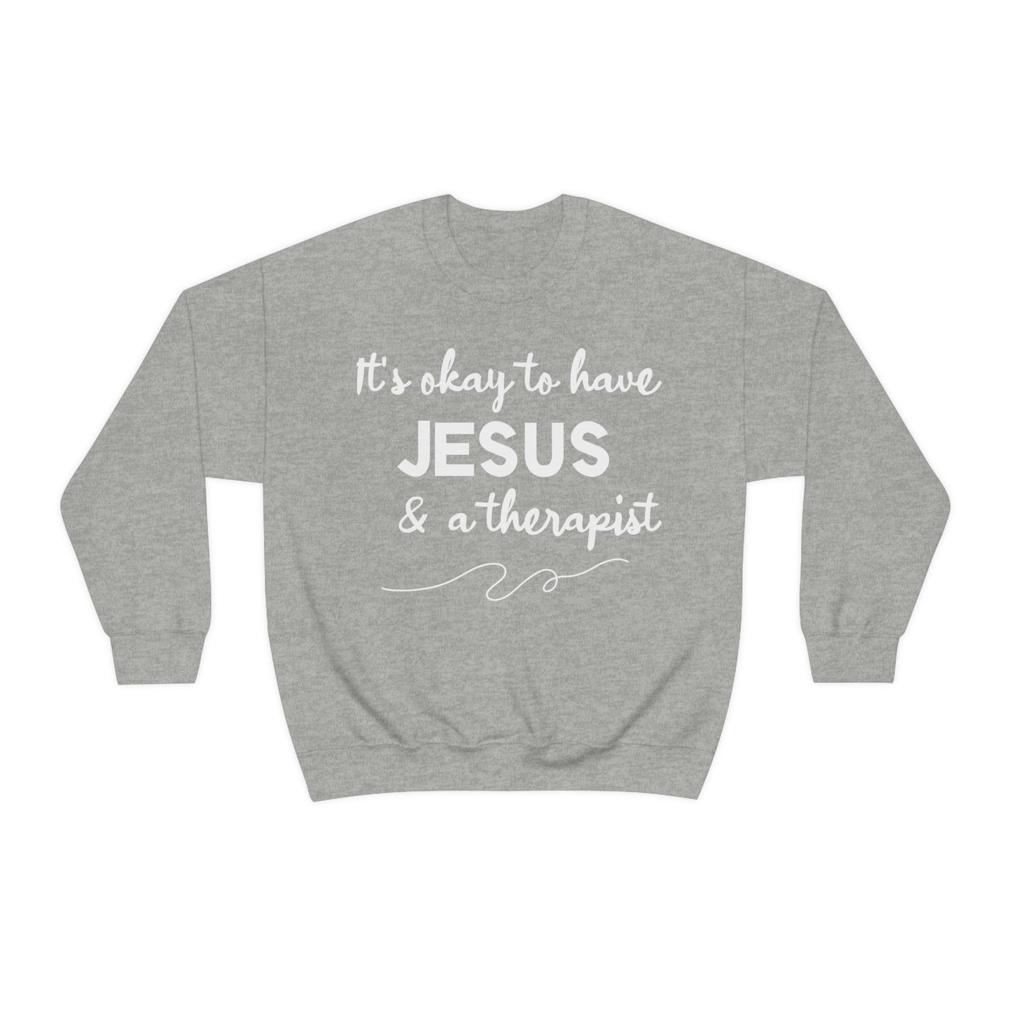 Women's Jesus & A Therapist (White Text) Heavy Blend™ Crewneck Sweatshirt