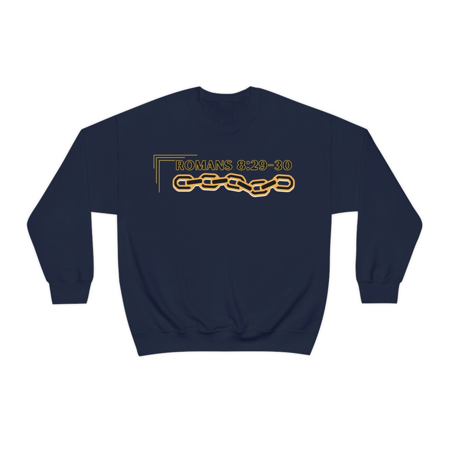 Unisex Golden Chain of Redemption (Romans 8:28-29) [Black] Heavy Blend™ Crewneck Sweatshirt