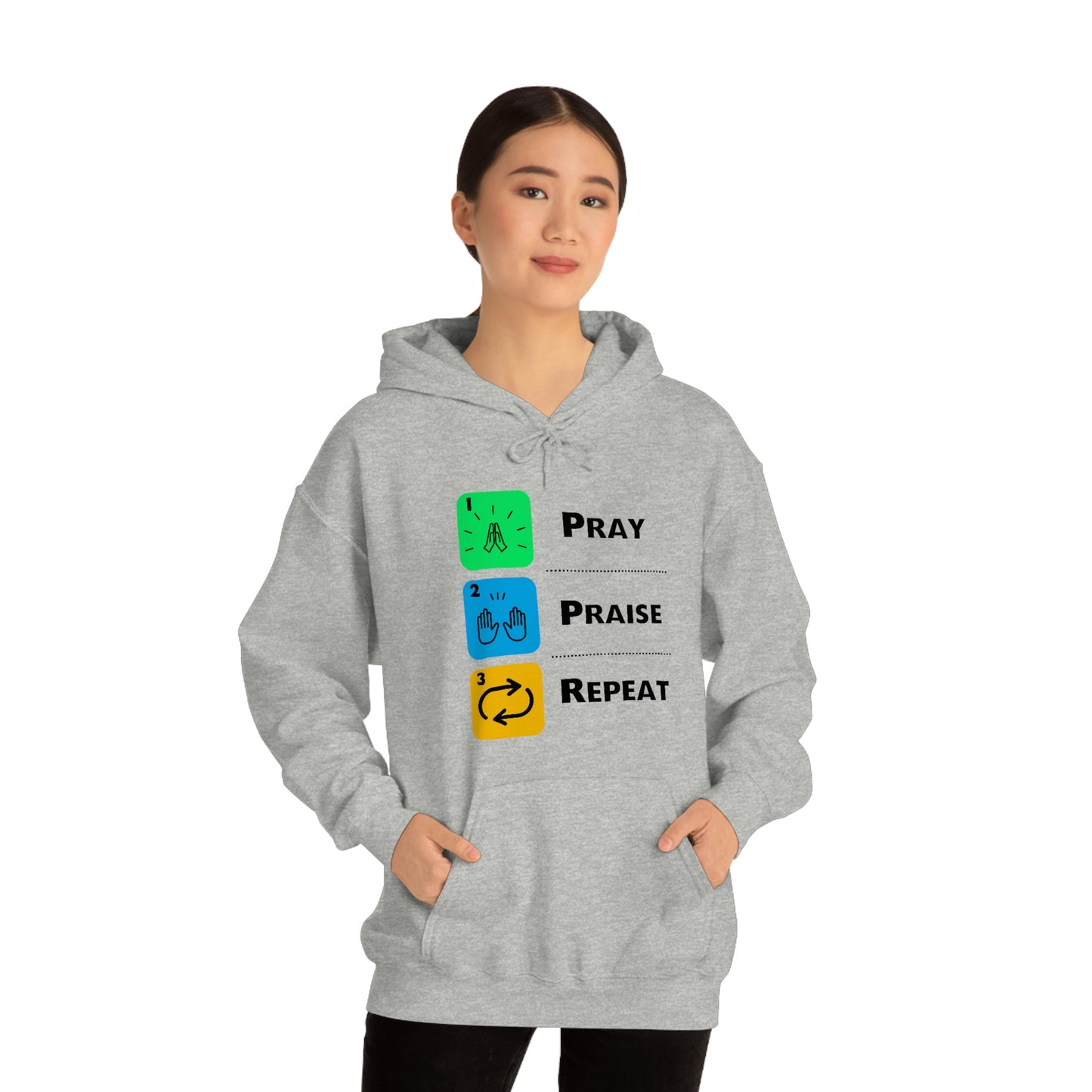 Unisex Pray, Praise, Repeat Heavy Blend™ Hooded Sweatshirt (Palette 2)