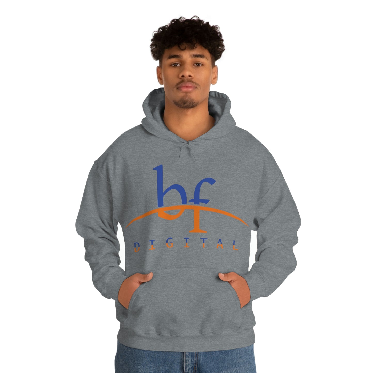 Unisex Blue Fire Digital Network Logo (Blue&Orange) Heavy Blend™ Hooded Sweatshirt