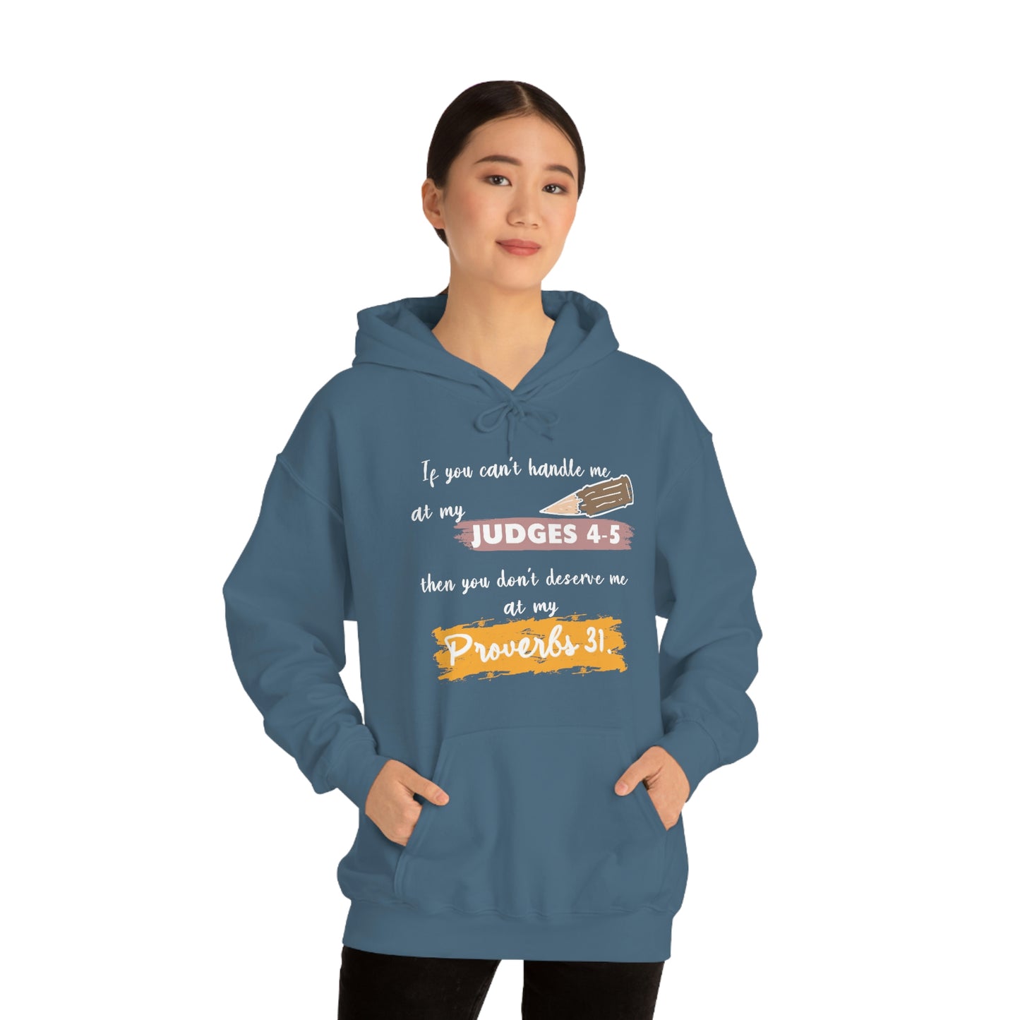 Women's Judges 4-5/Proverbs 31 (White Text) Heavy Blend™ Hooded Sweatshirt