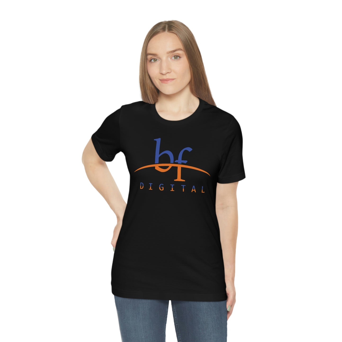 Unisex Blue Fire Digital Network Logo (Blue&Orange) Short Sleeve T-Shirt