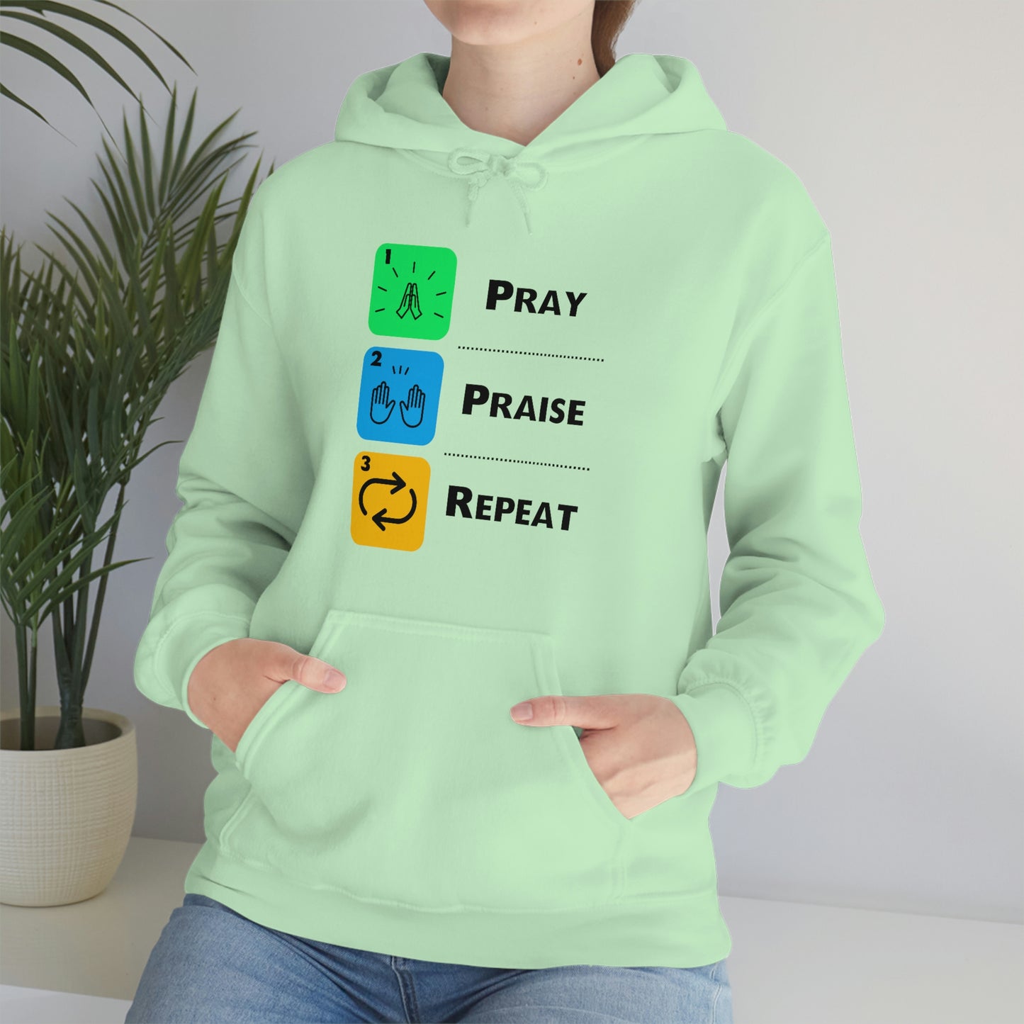 Unisex Pray, Praise, Repeat Heavy Blend™ Hooded Sweatshirt (Palette 2)