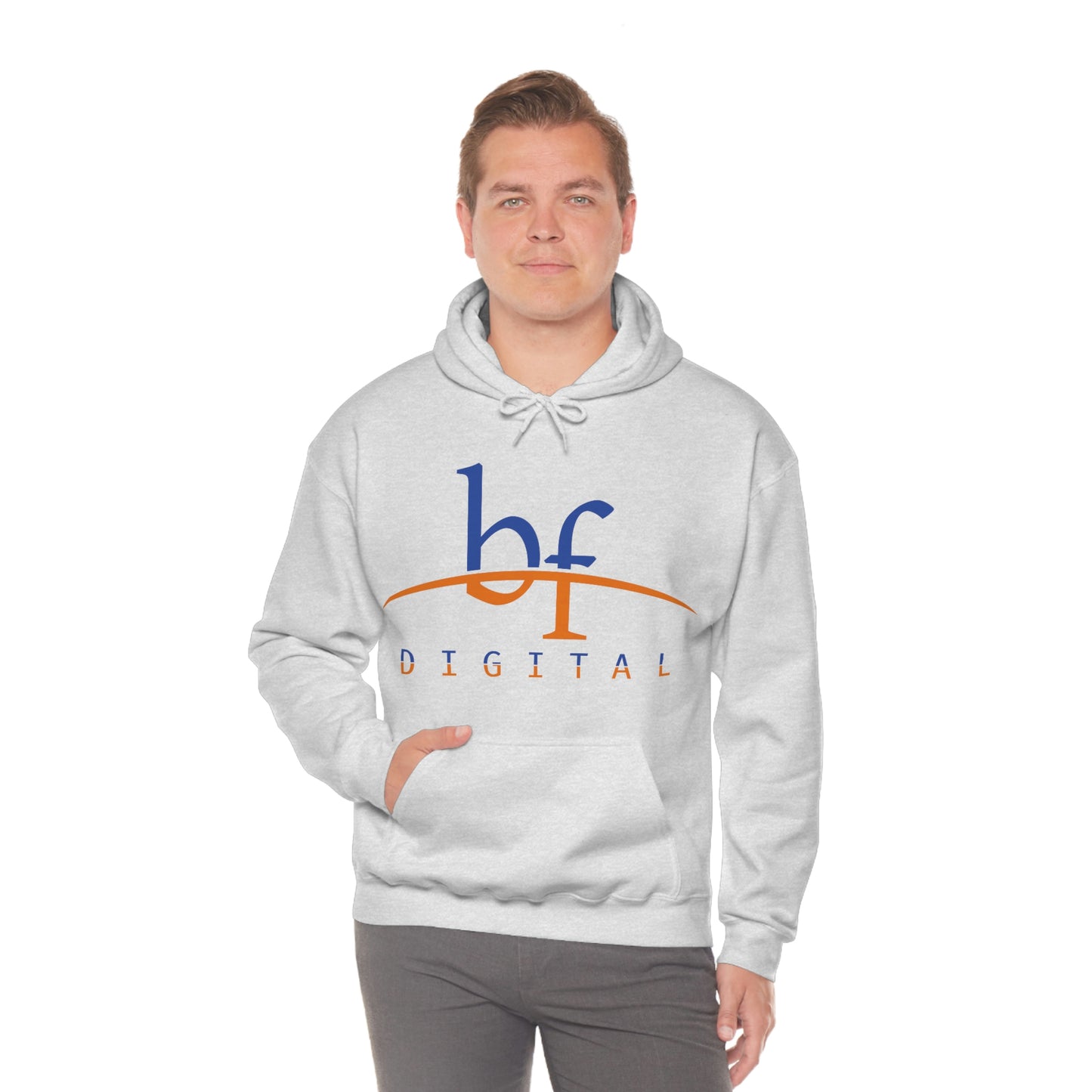 Unisex Blue Fire Digital Network Logo (Blue&Orange) Heavy Blend™ Hooded Sweatshirt