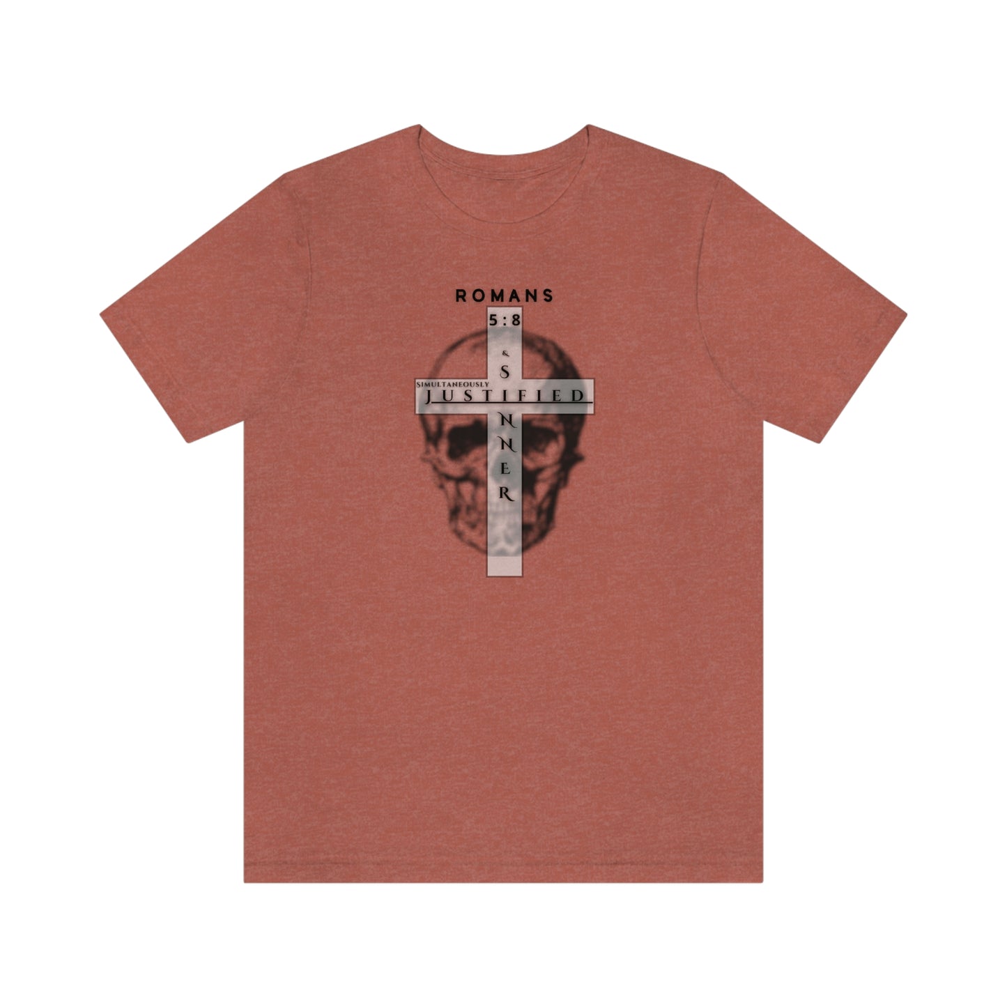 Men's Justified & Sinner (Romans 5:8) [Black Art] Short Sleeve T-Shirt