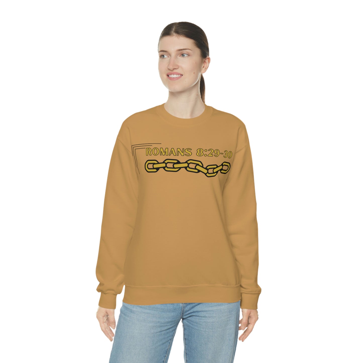 Unisex Golden Chain of Redemption (Romans 8:28-29) [Gold] Heavy Blend™ Crewneck Sweatshirt