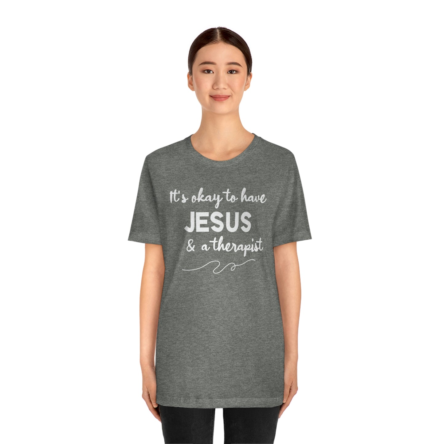 Women's Jesus & A Therapist (White Text) Short Sleeve T-Shirt