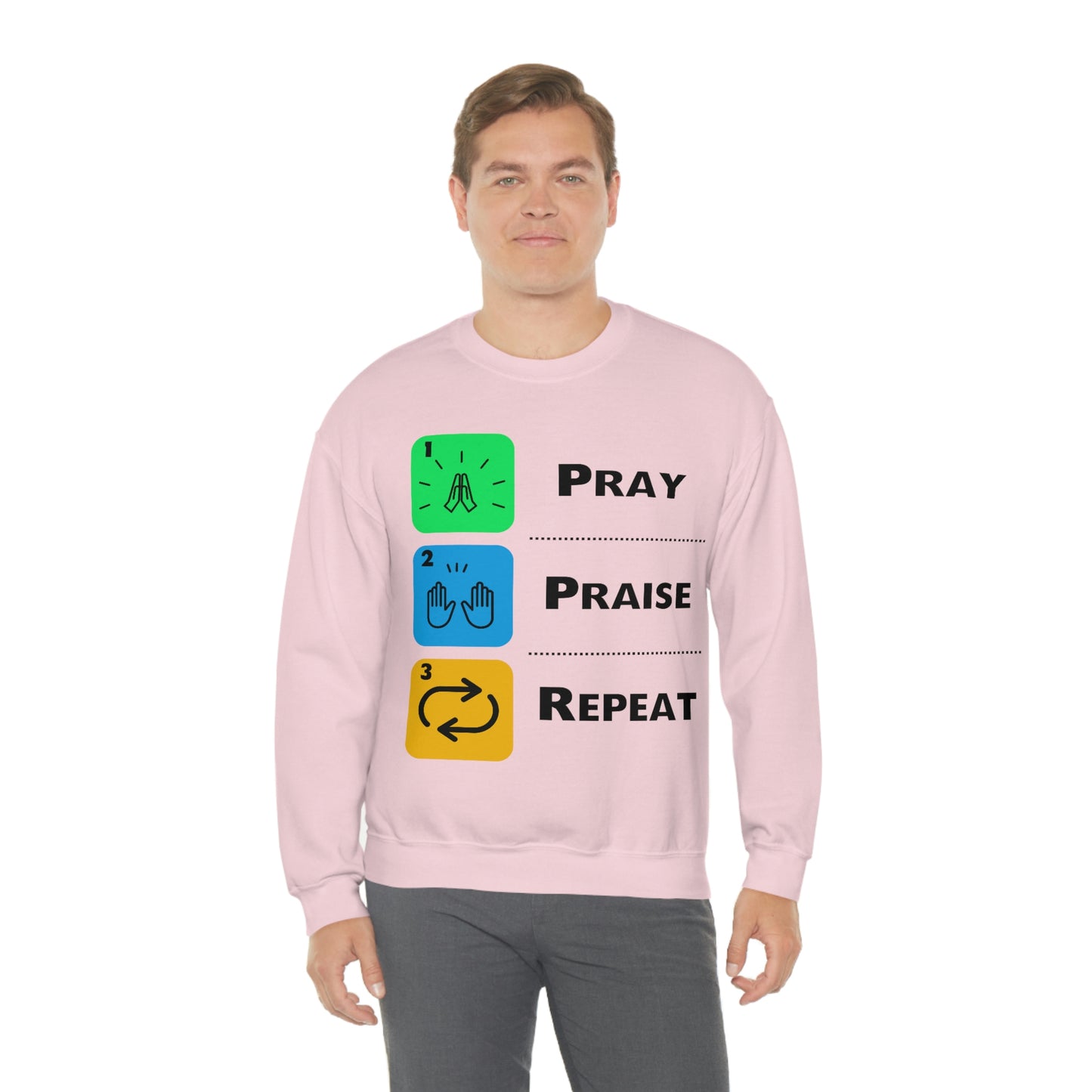 Unisex Pray, Praise, Repeat Heavy Blend™ Crewneck Sweatshirt (Palette 2)