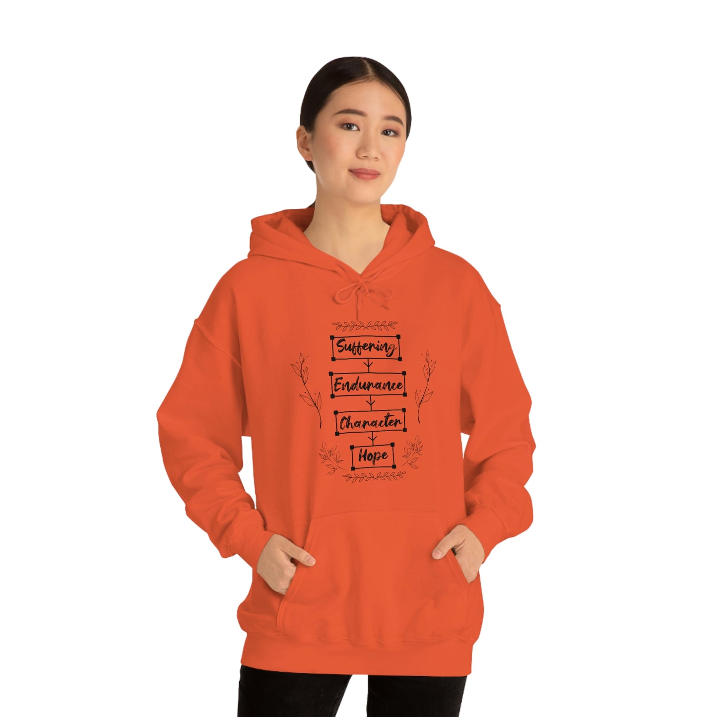 Women's Suffering Produces Hope (Romans 5:4) [Black Text] Heavy Blend™ Hooded Sweatshirt