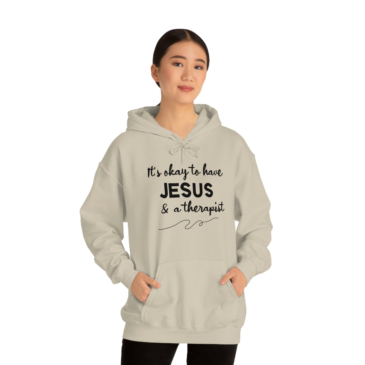 Women's Jesus & A Therapist (Black Text) Heavy Blend™ Hooded Sweatshirt