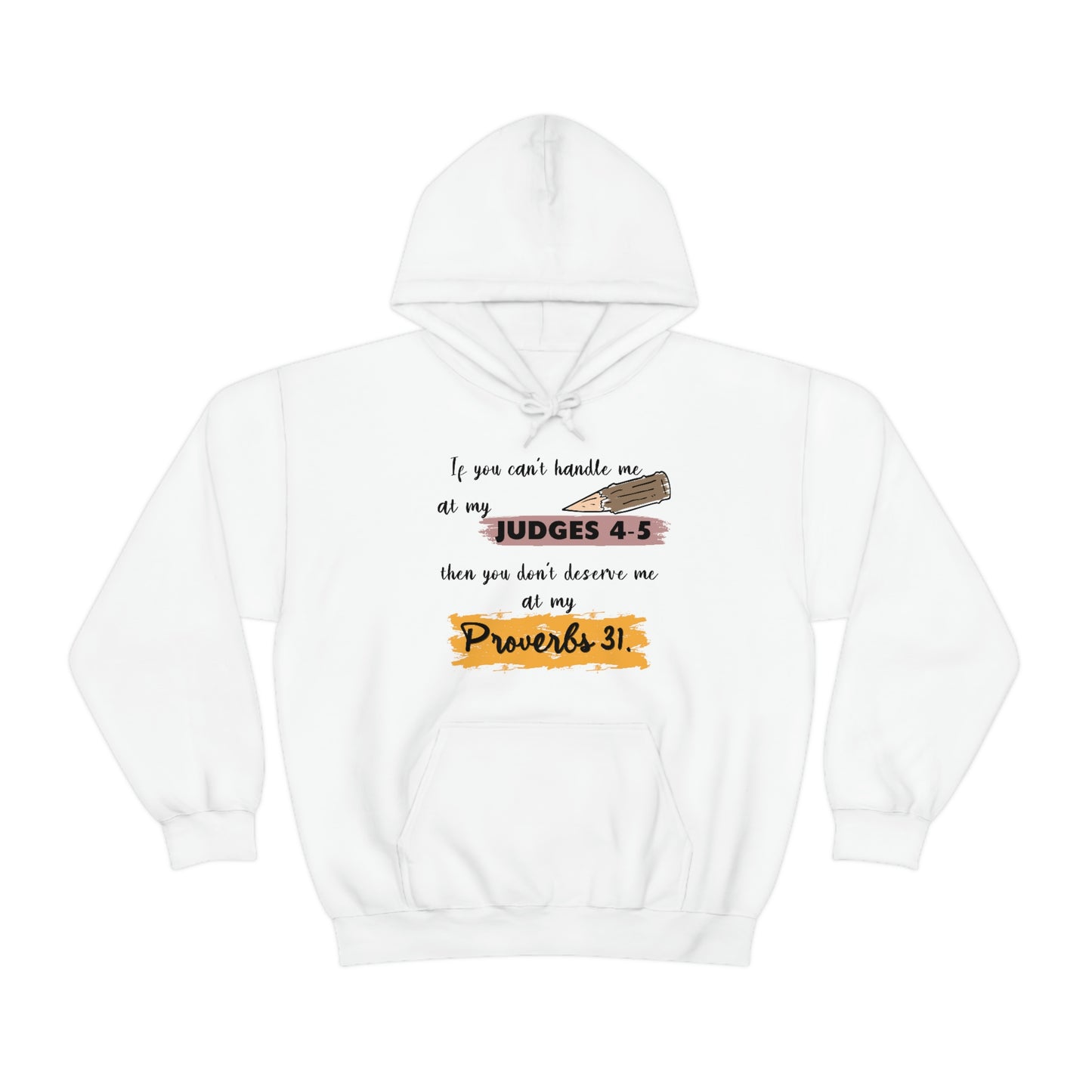 Women's Judges 4-5/Proverbs 31 (Black Text)  Heavy Blend™ Hooded Sweatshirt