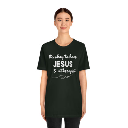 Women's Jesus & A Therapist (White Text) Short Sleeve T-Shirt